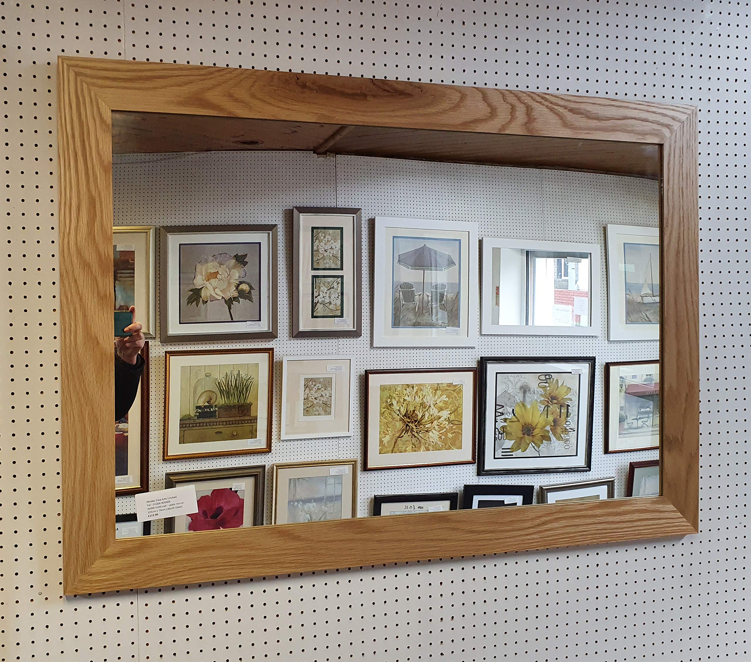 Modern 70mm Flat Solid Oak Framed Plain Glass Wall Overmantle Mirrors. - 10 41" x 29" (104cm x 74cm)