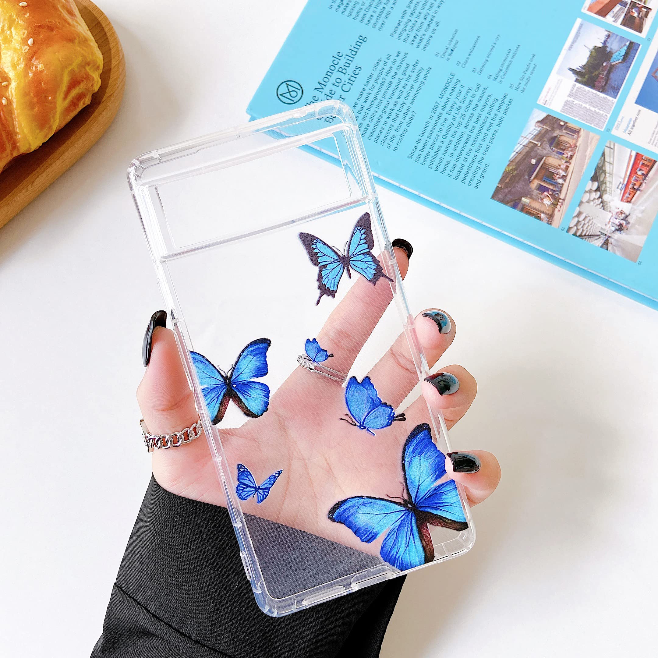 ZTOFERACompatible with Google Pixel 6 Case Clear, Cute Butterfly Pattern Anti-Scratch Slim Lightweight Shockproof Protective Case TPU Bumper Cover for Google Pixel 6 - Butterfly