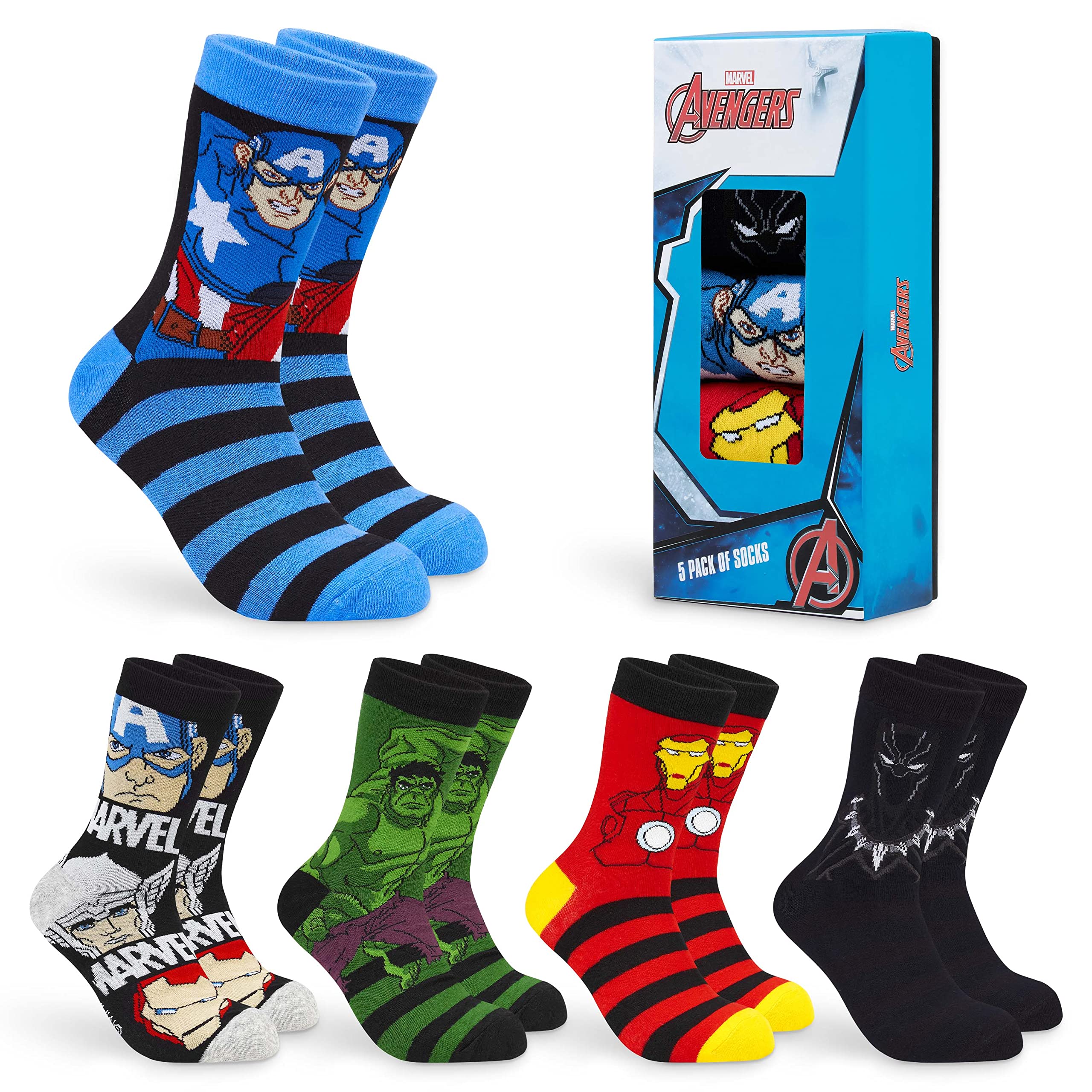 MarvelMens Calf Socks, Soft Breathable Crew Socks Pack of 5 - Mens Gifts