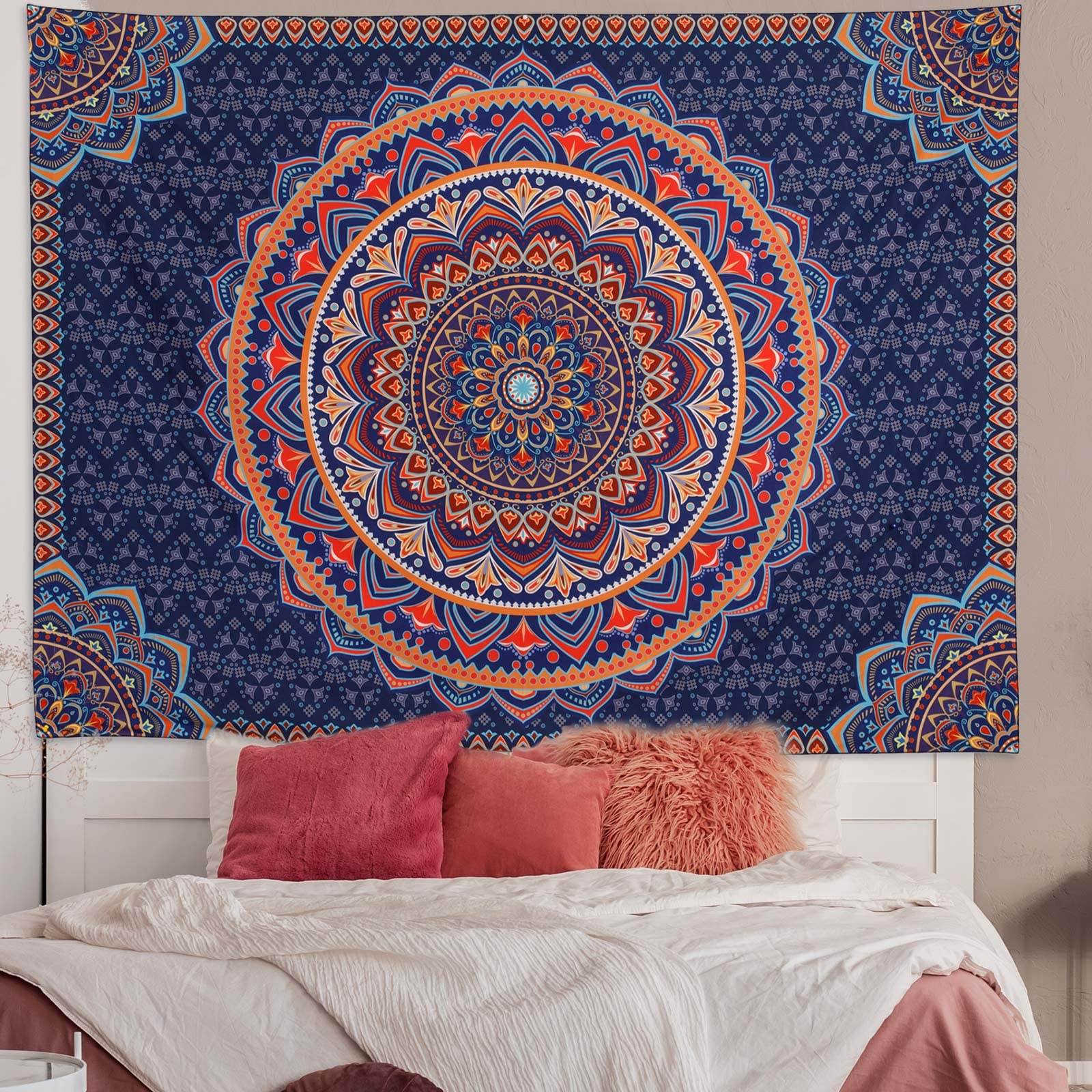 Mandala Tapestry Wall Hanging Psychedelic Medallion Wall Tapestry Aesthetic Indian Hippie Wall Decor Bohemian Wall Art Boho Home Decoration for Bedroom,Living Room,Dorm