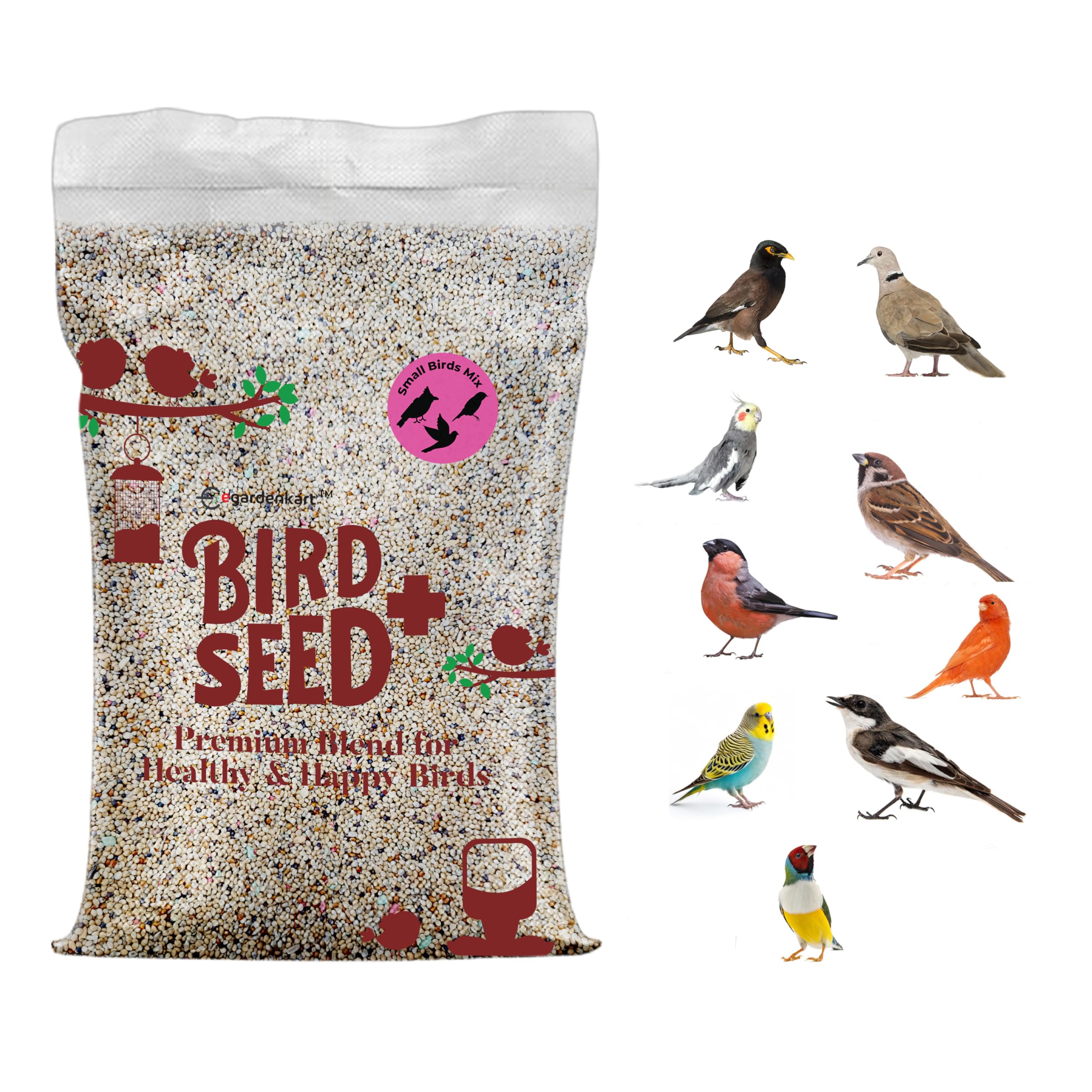 Egardenkart Bird Food for Small Budgie Finches Canaries Cockatiel Hookbills doves quail and sparrows Seed mix (10kgs, Budgie)