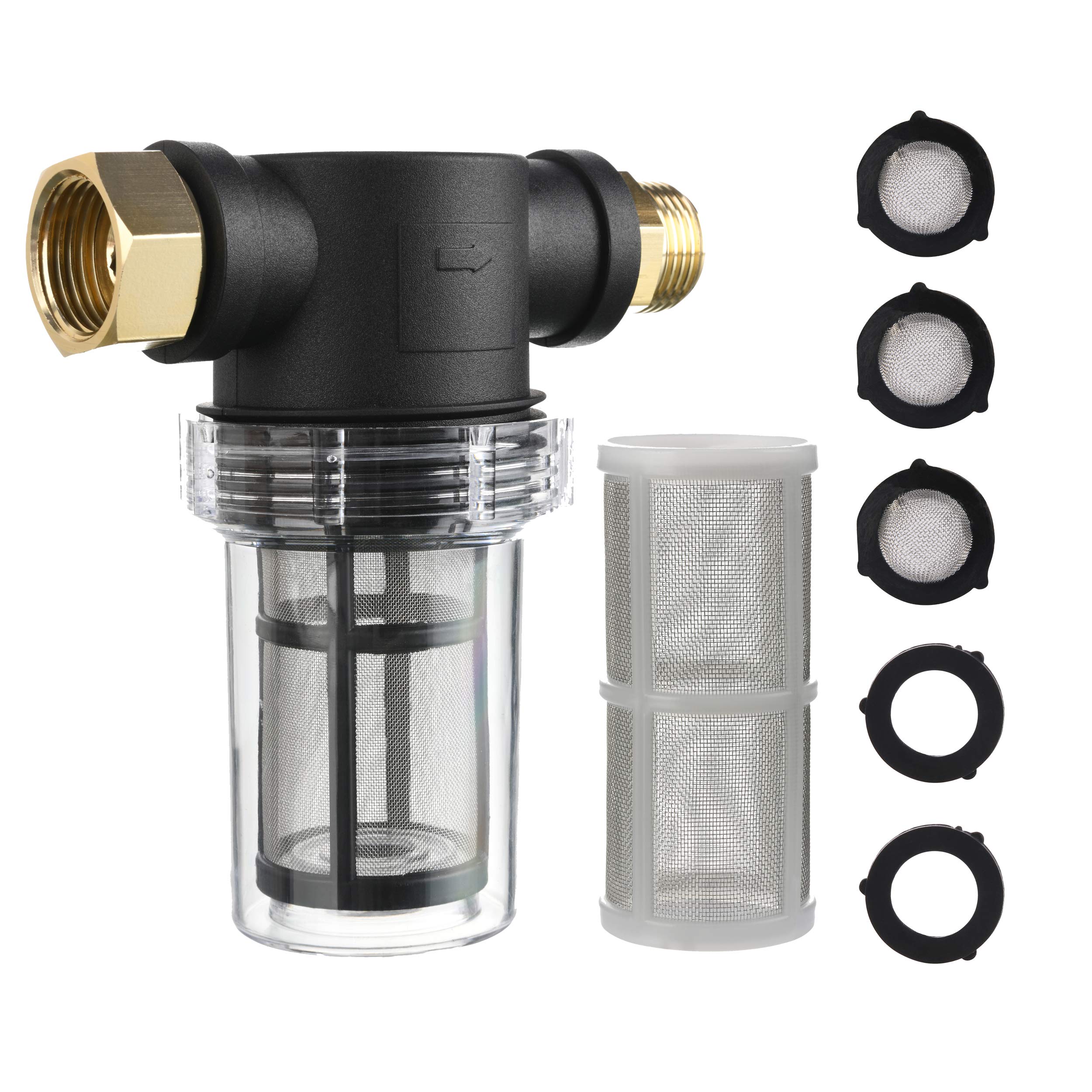 M MINGLEGarden Hose Filter for Pressure Washer Inlet Water, Inline Filter for Sediment, 40 Mesh Screen, Extra 100 Mesh