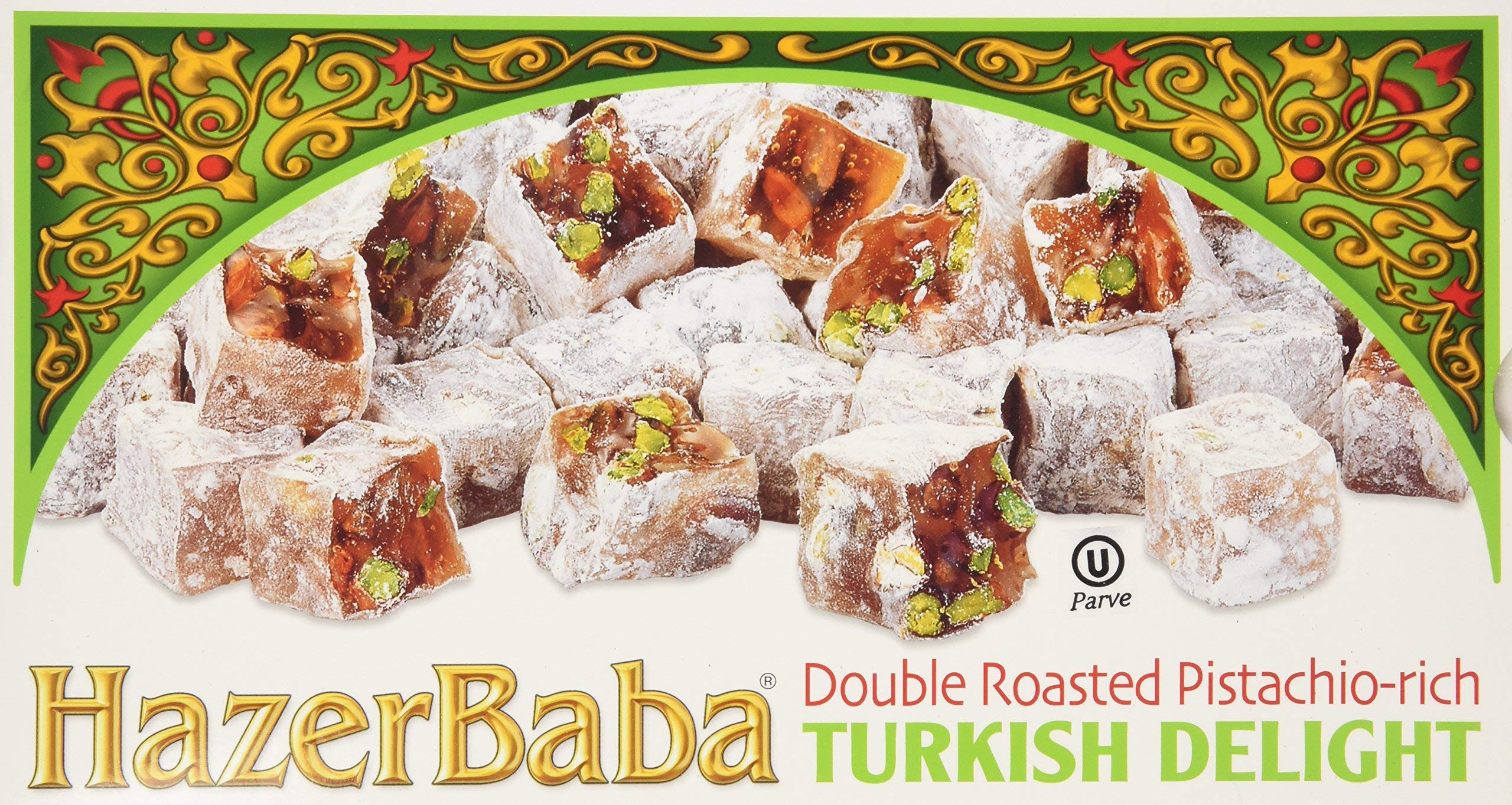 Hazer Baba Turkish Delight Double Roasted Pistachio-rich 350 g (12.25 oz) by Hazer Baba [Foods] (12.25 Ounce (Pack of 1))