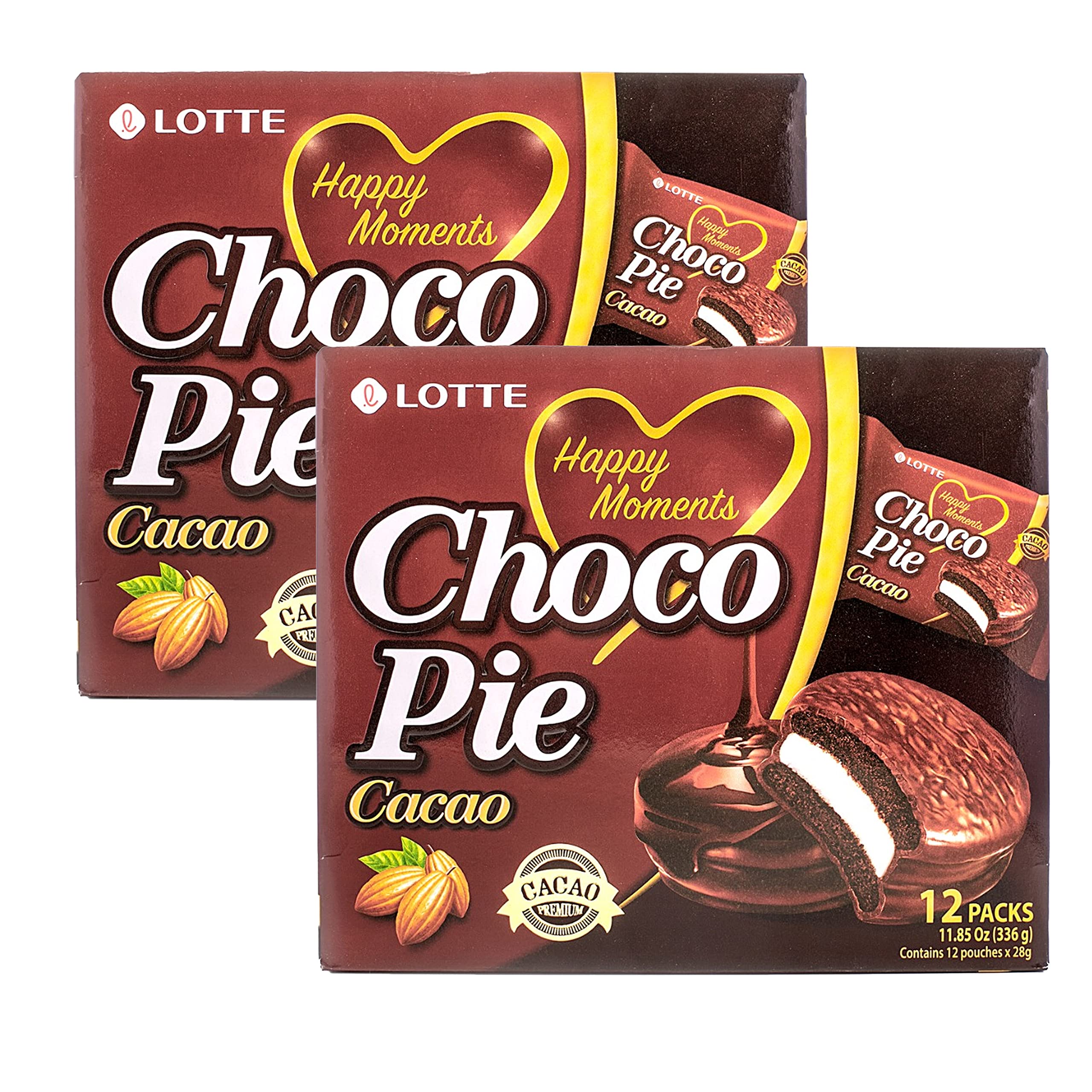 LotteCacao Choco Pie (2 Pack, Total of 23.7oz)