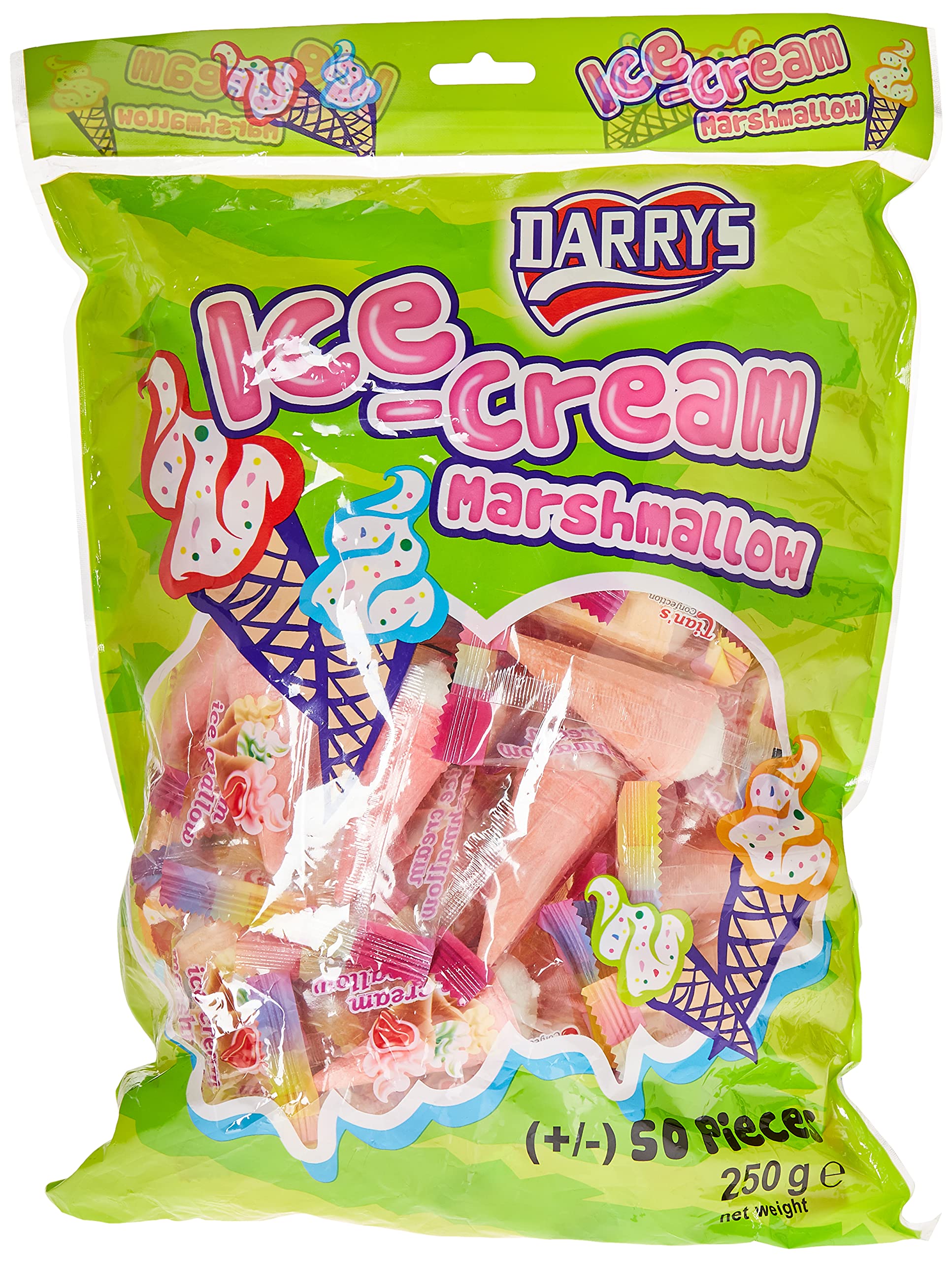 DarrysIce-Cream Marshmallow Candy, 250 gm, 50 Pieces