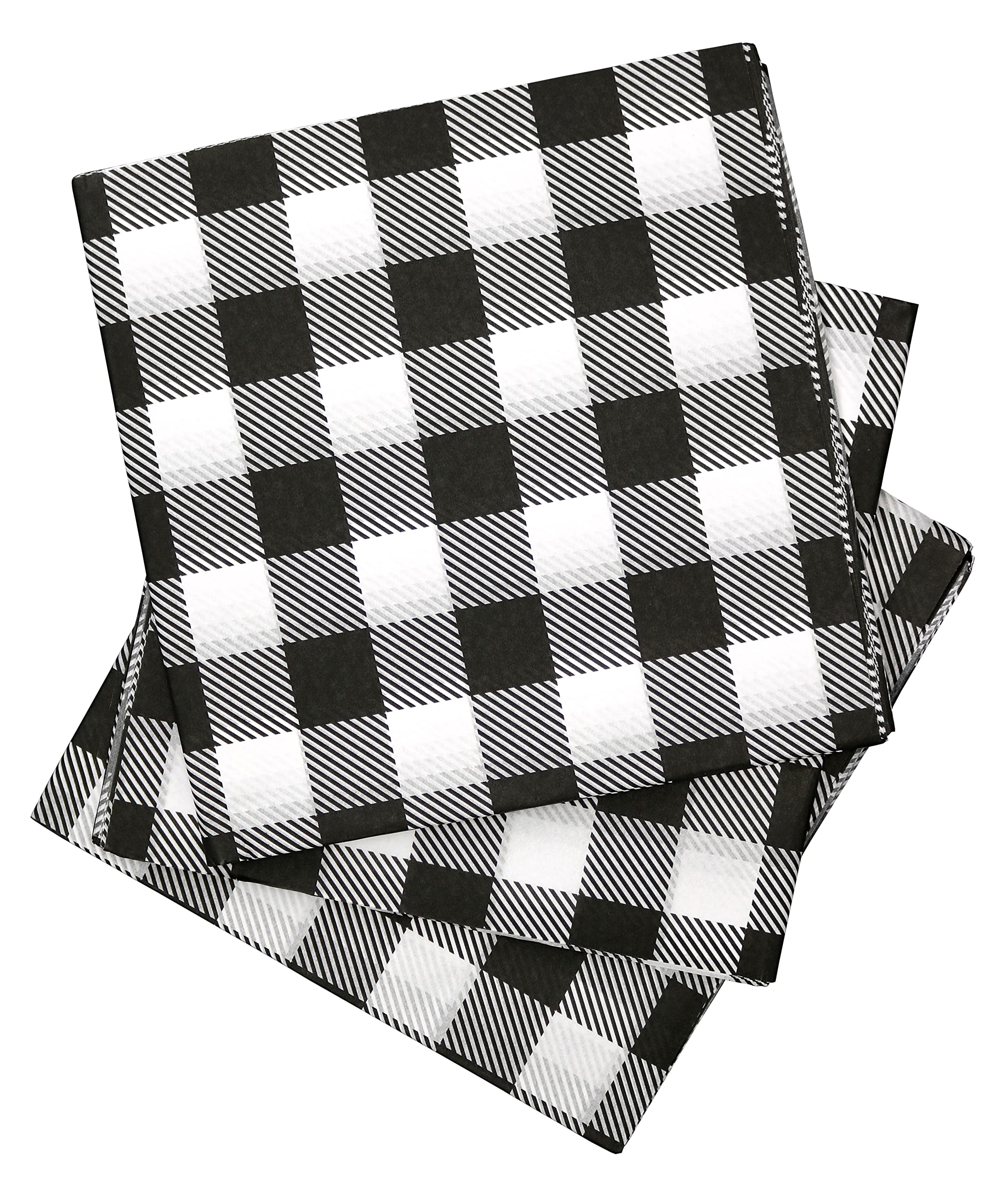 Iconikal Tissue Paper, 20 x 20-inches, White Buffalo Plaid, 60-Sheets