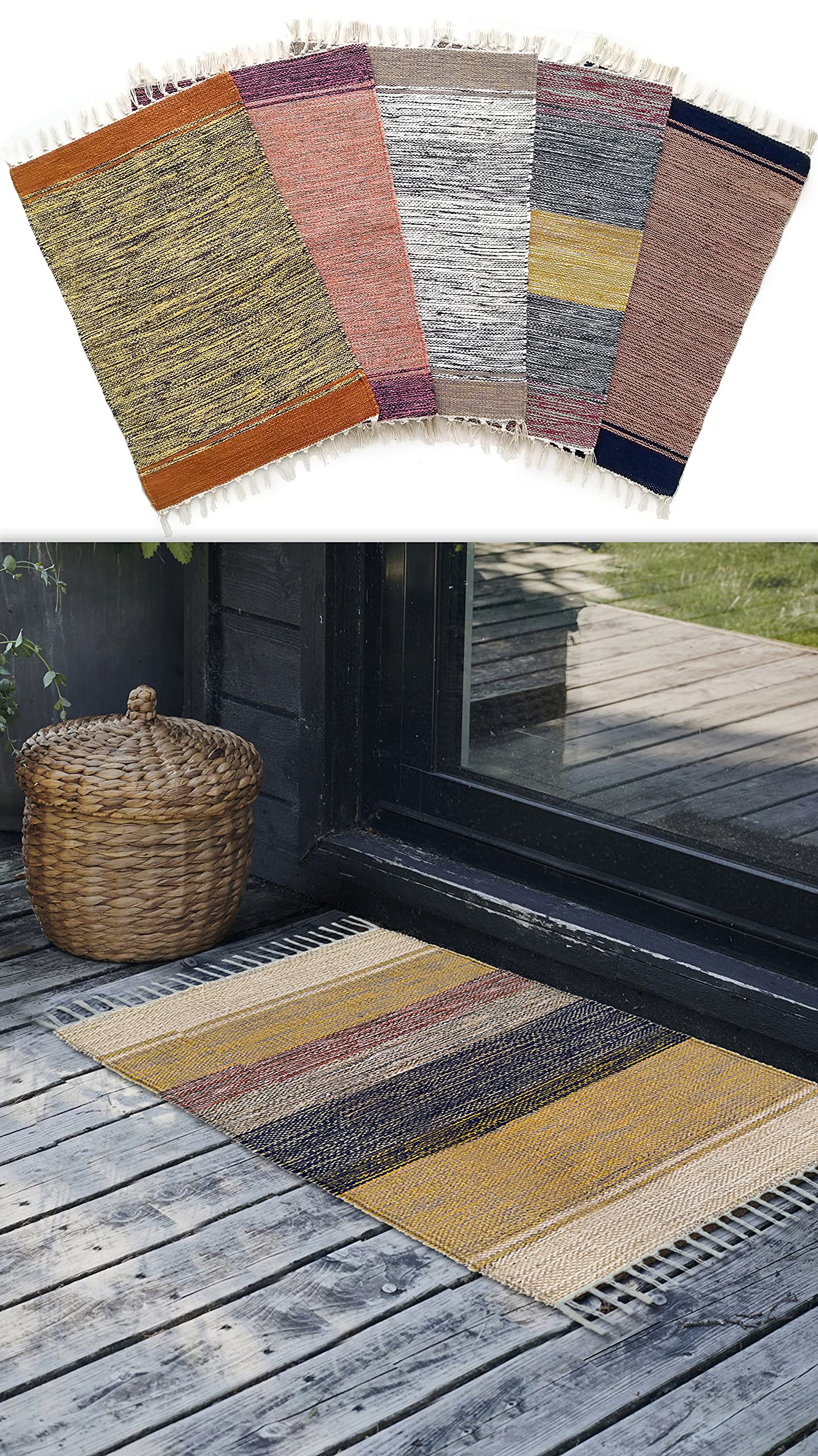 House2Home H2H Striped Traditional Rectangular Door Mat (Multicolour, Cotton, 40X60Cm)