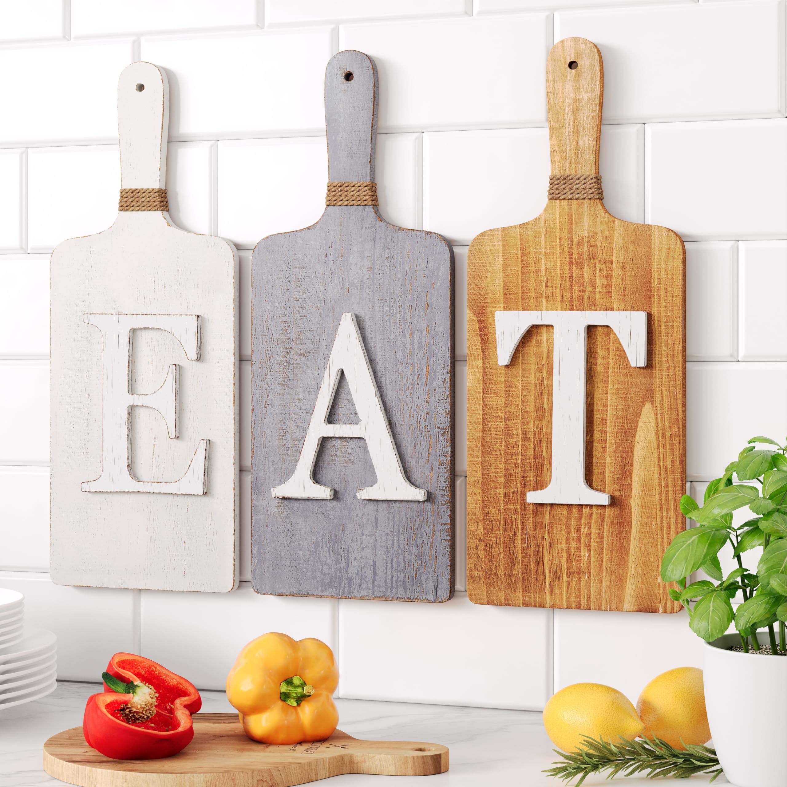 Barnyard DesignsHanging Eat Sign for Kitchen Wall Decor - Kitchen Wall Art Decor 6" x 15", Farmhouse Kitchen Decorations for Wall, Rustic Eat Signs for Dining Room Wall Decor, Multicolor