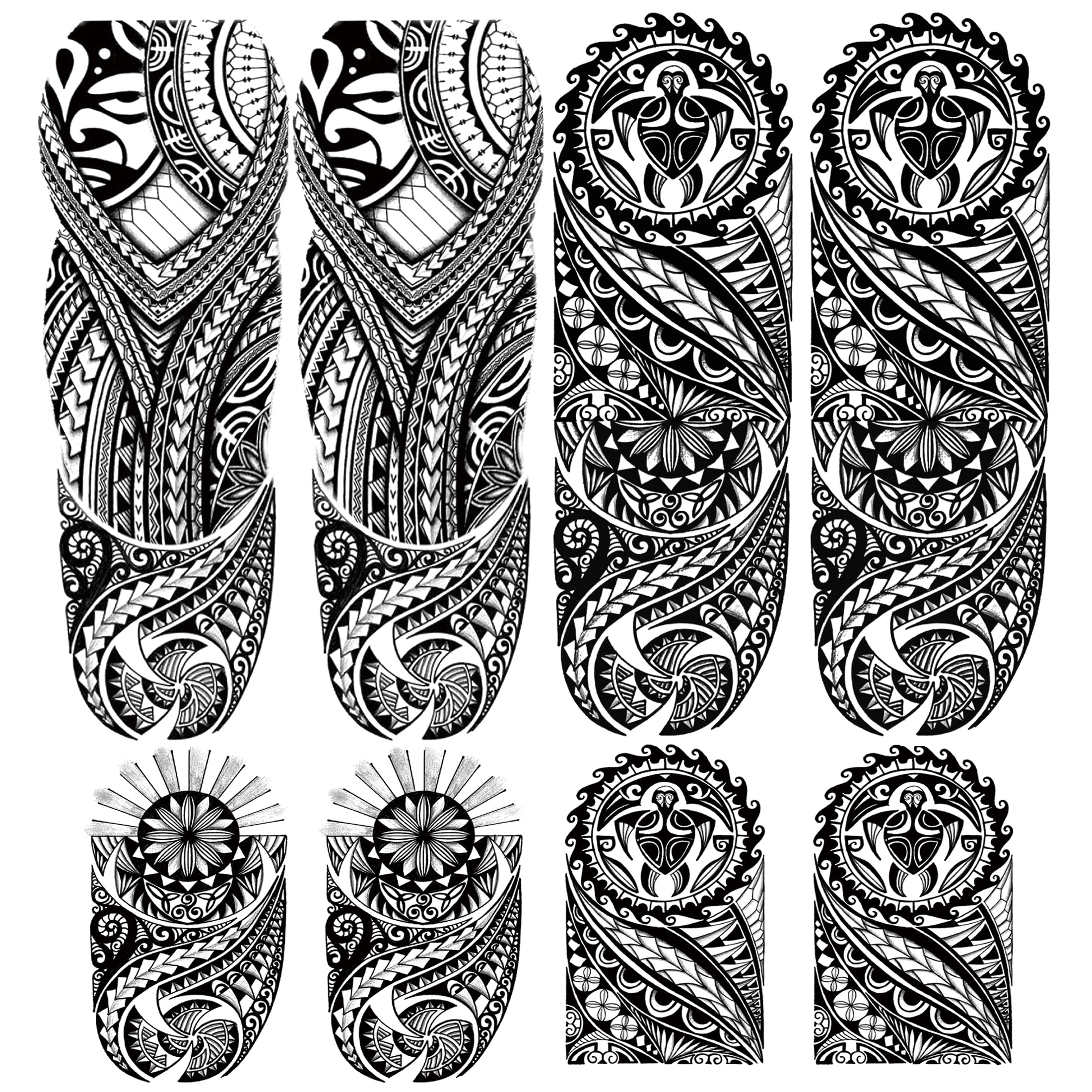 LEOARS Tribal Totem Sleeve Tattoos 4-Sheet Large Full sleeve Tattoos and 4-Sheet Fake Half Arm Totem Tattoos for Men Women Makeup