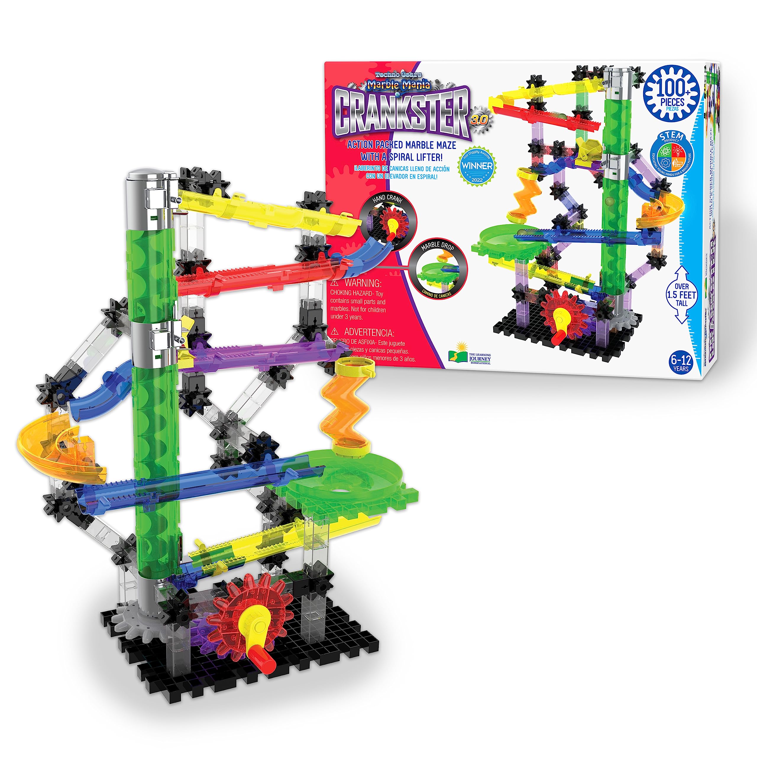 The Learning JourneyTechno Gears - Marble Mania - Crankster 3.0 100+ Pieces - Kid Toys & Gifts for Boys & Girls Ages 6 Years and Up - Award Winning Toy - STEM