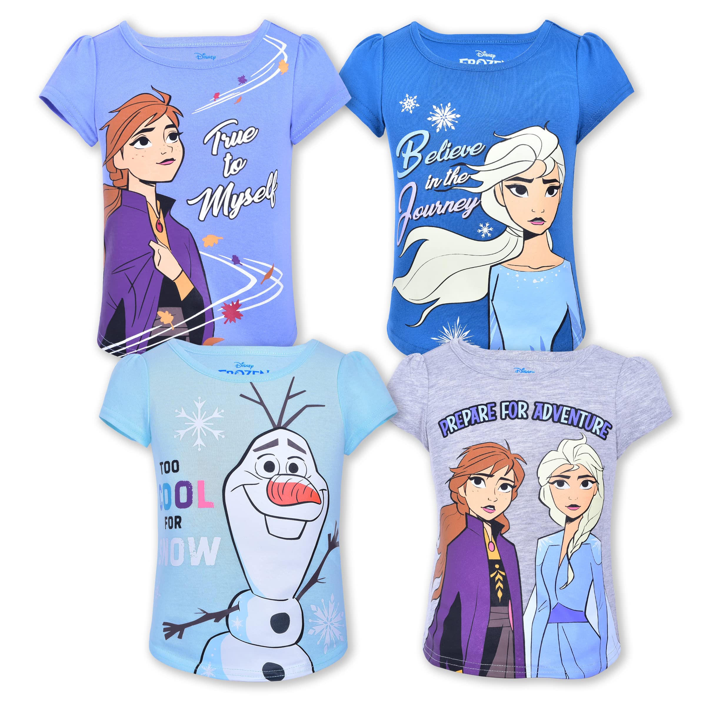 Girl's 4 Pack Frozen Short Sleeve Tee Shirt Set