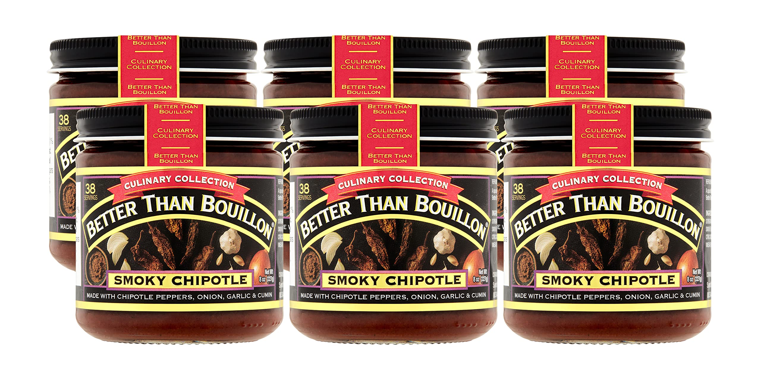 Better Than Bouillon Culinary Collection Base, Smoky Chipotle Base, Contains 38 Servings Per Jar, 8-Ounce Glass Jar (Pack of 6)