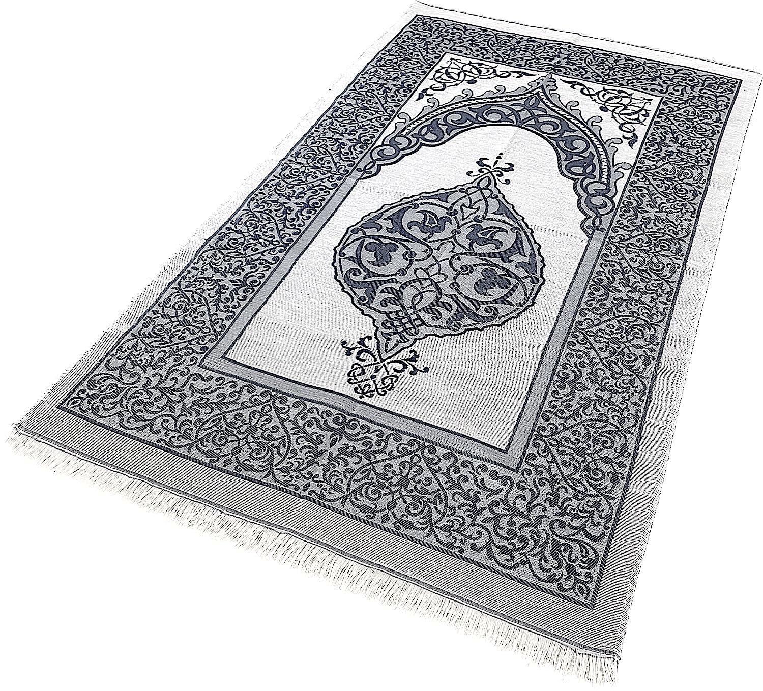 bazachi Mihrab Taffeta Ottoman Prayer Mat/Rug - Made In Turkey (Grey)