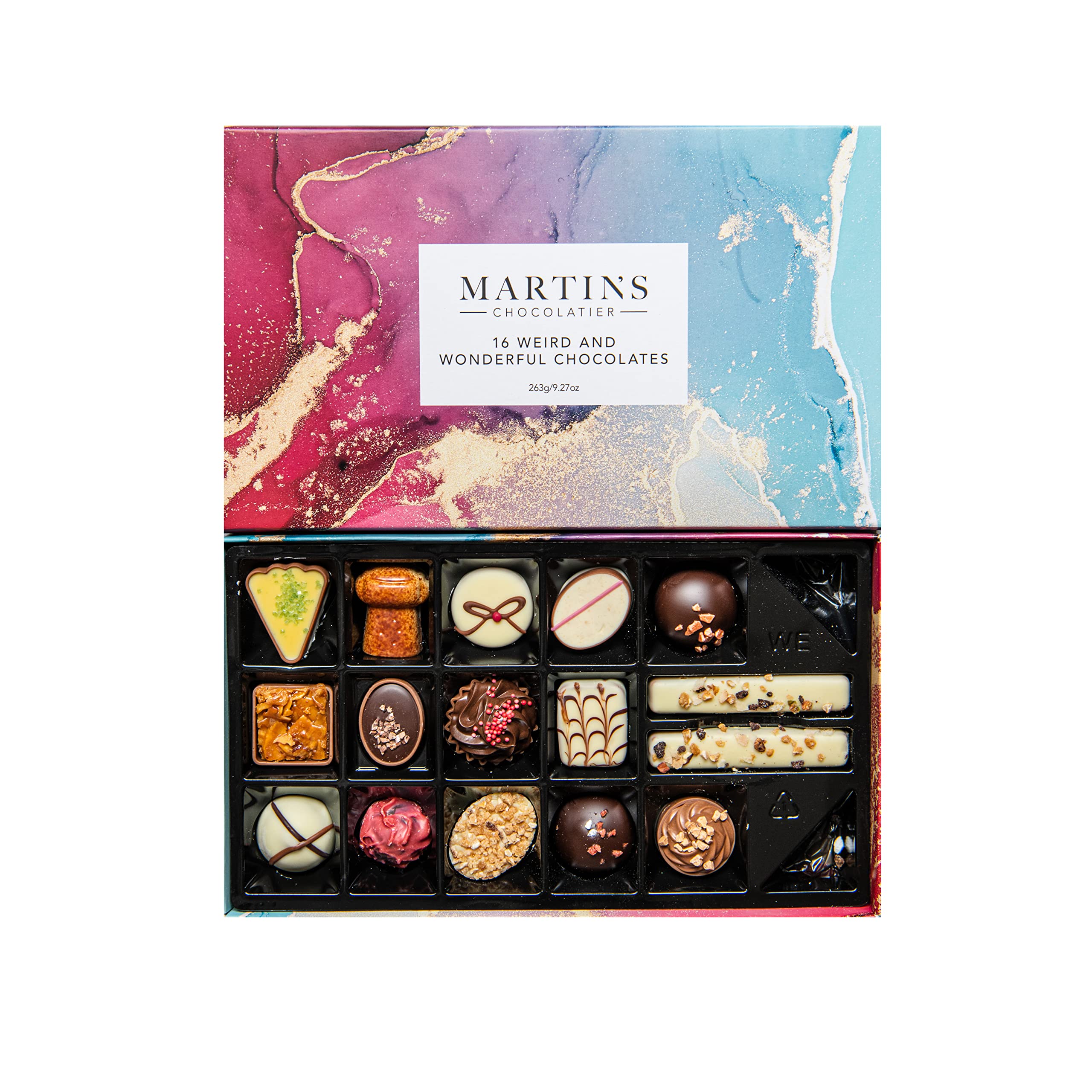 Martin’s Chocolatier Weird & Wonderful Signature Collection | 16 Luxury Chocolates Gift Box | Milk, White, Dark Belgian Chocolate Gift for Christmas, Birthdays, Anniversary & Celebrations (263g)