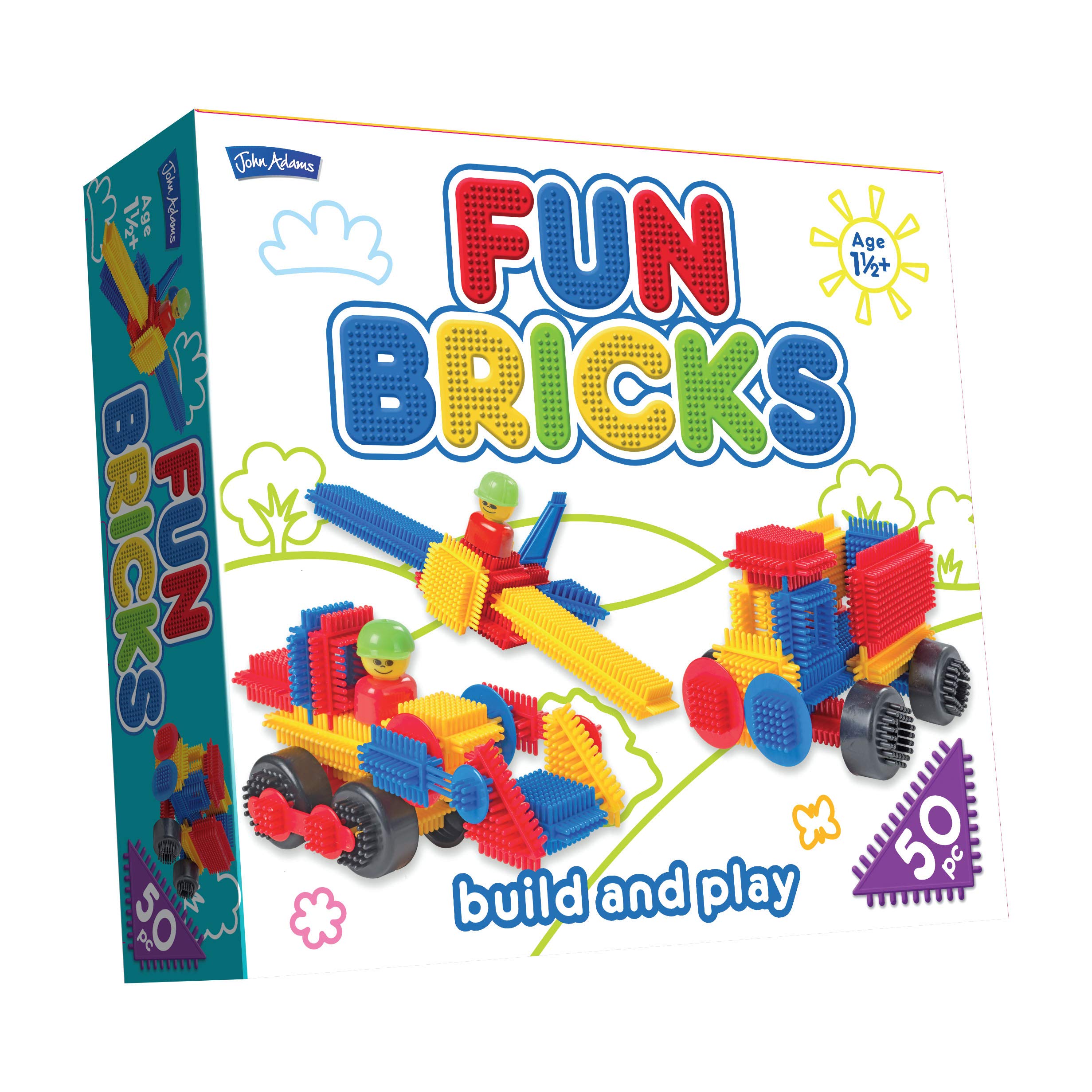 John AdamsFun Bricks 50 Piece Set: Build and play | Preschool Building Blocks | Ages 18m+