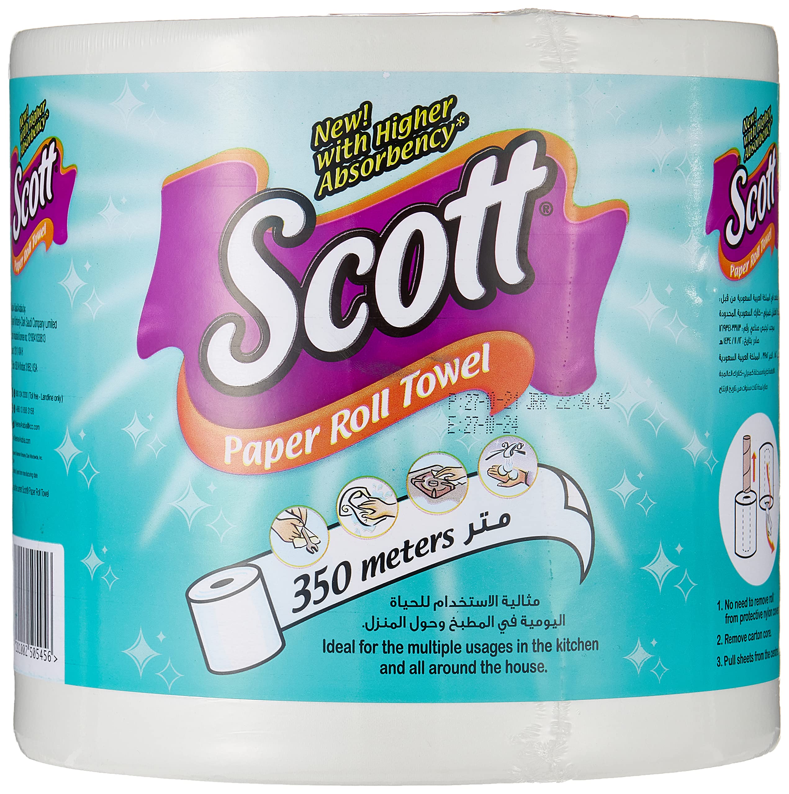 SCOTTMega Kitchen Tissue Paper Towel,350 Meters x1 Roll