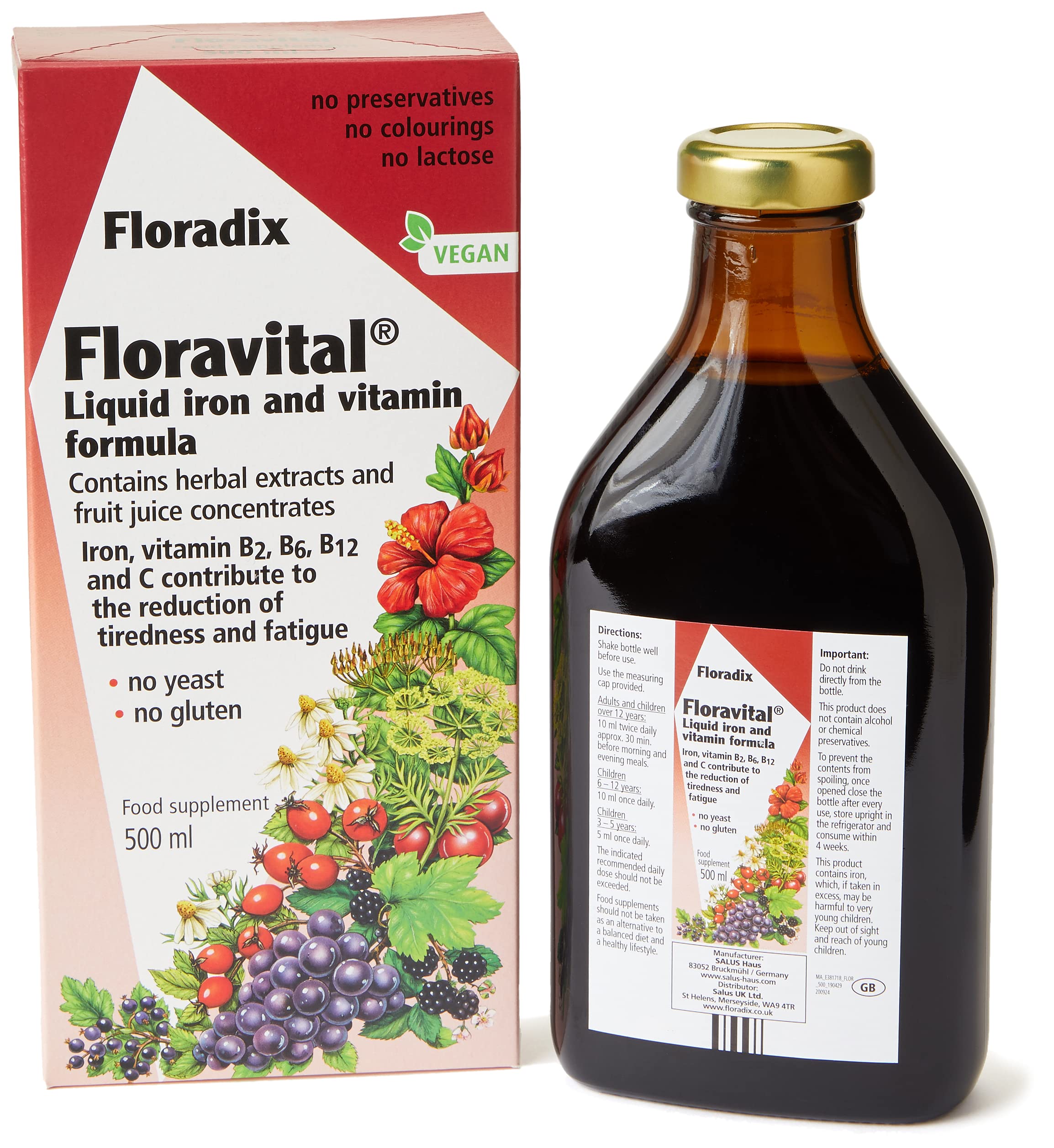 Floradix Floravital Liquid Iron Formula 500 ML