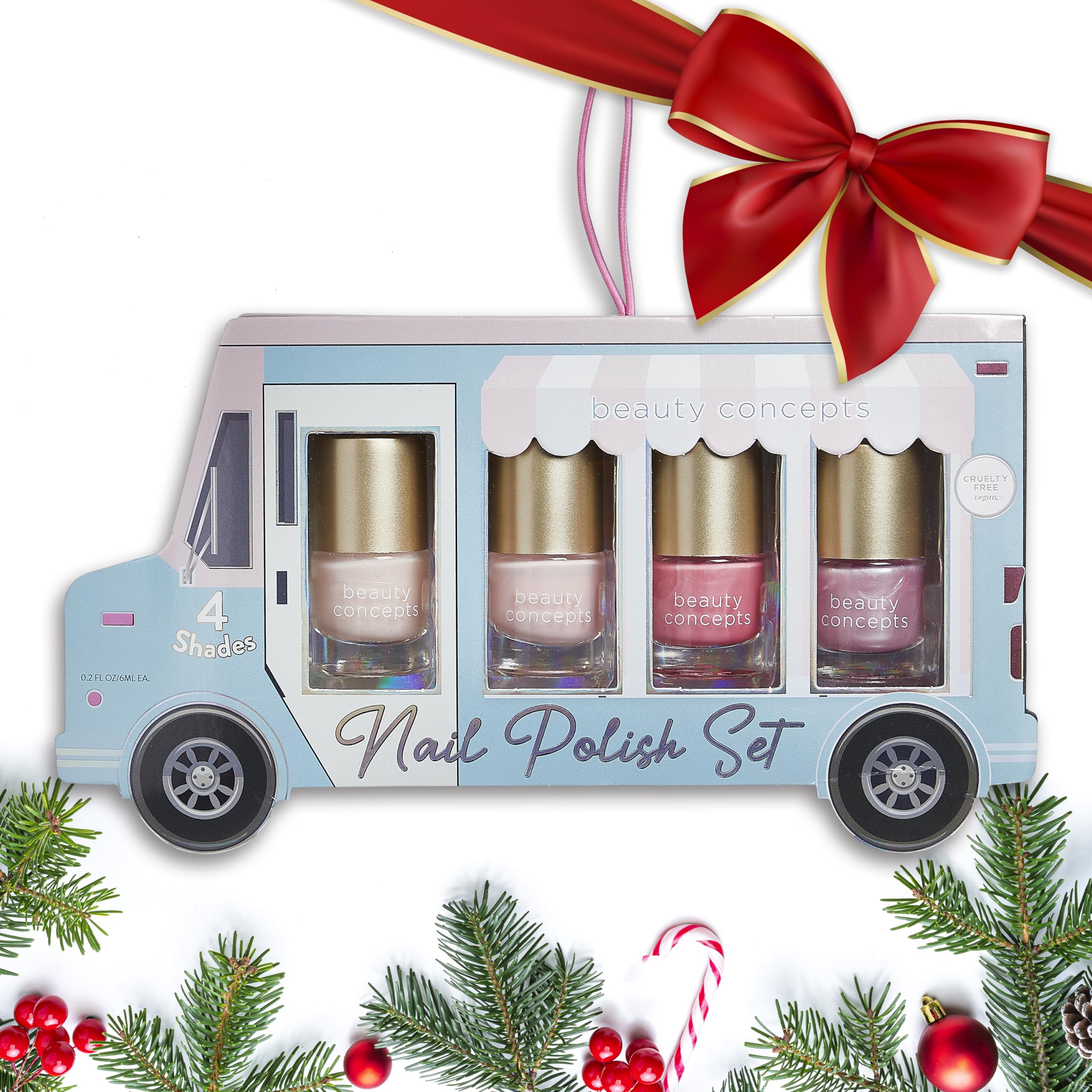 Set of 4-6ml Nail Polish Bottles, Vegan & Cruelty-Free Nail Lacquers for Gorgeous Manicures