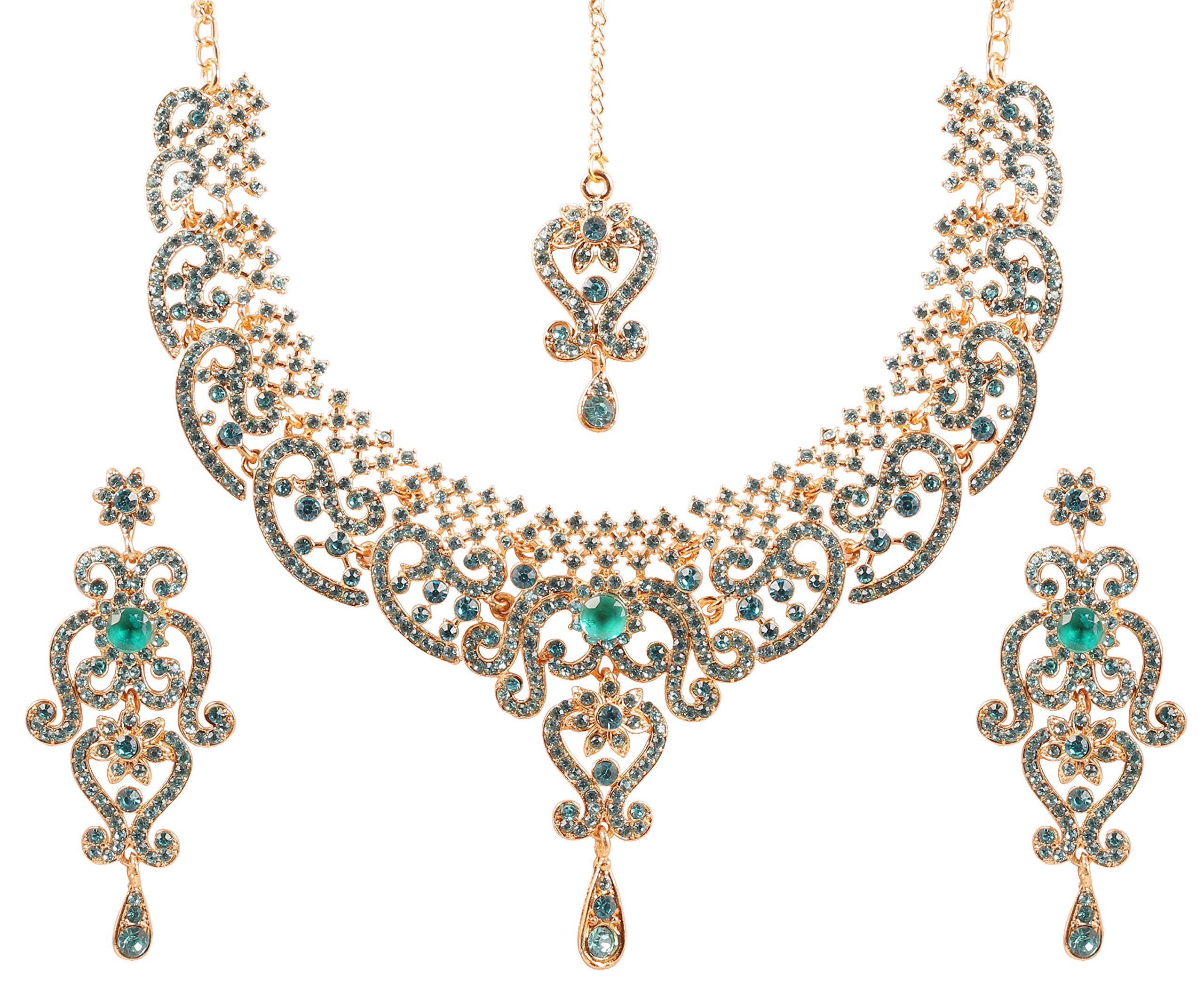 TouchstoneIndian Bollywood Royal Look Marvelous Designer Jewelry Necklace Set Embellished With Crystals For Women