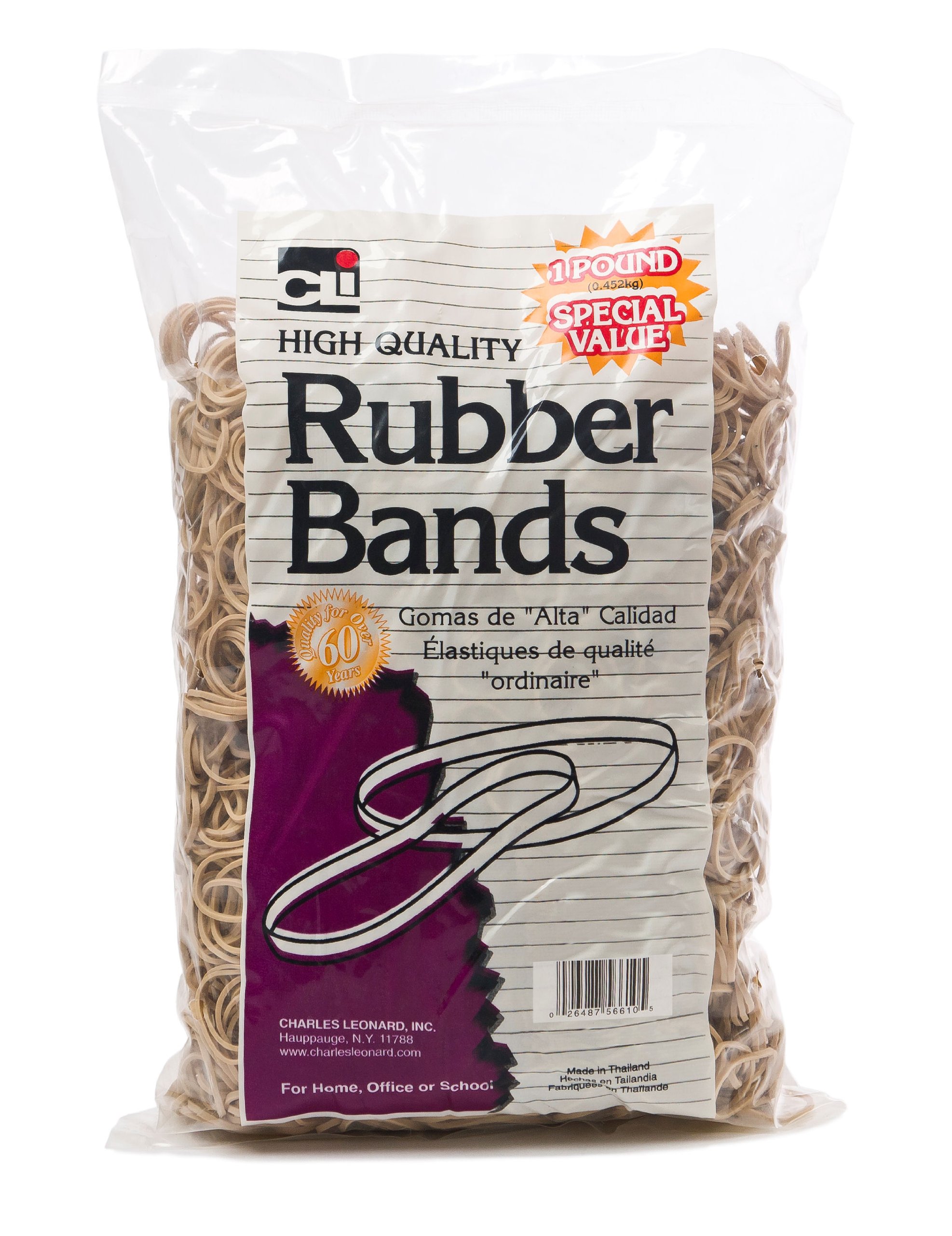 Charles Leonard Rubber Bands, 32 (3 x 1/8 Inches), Amber, 1 Pound Bag (56632)