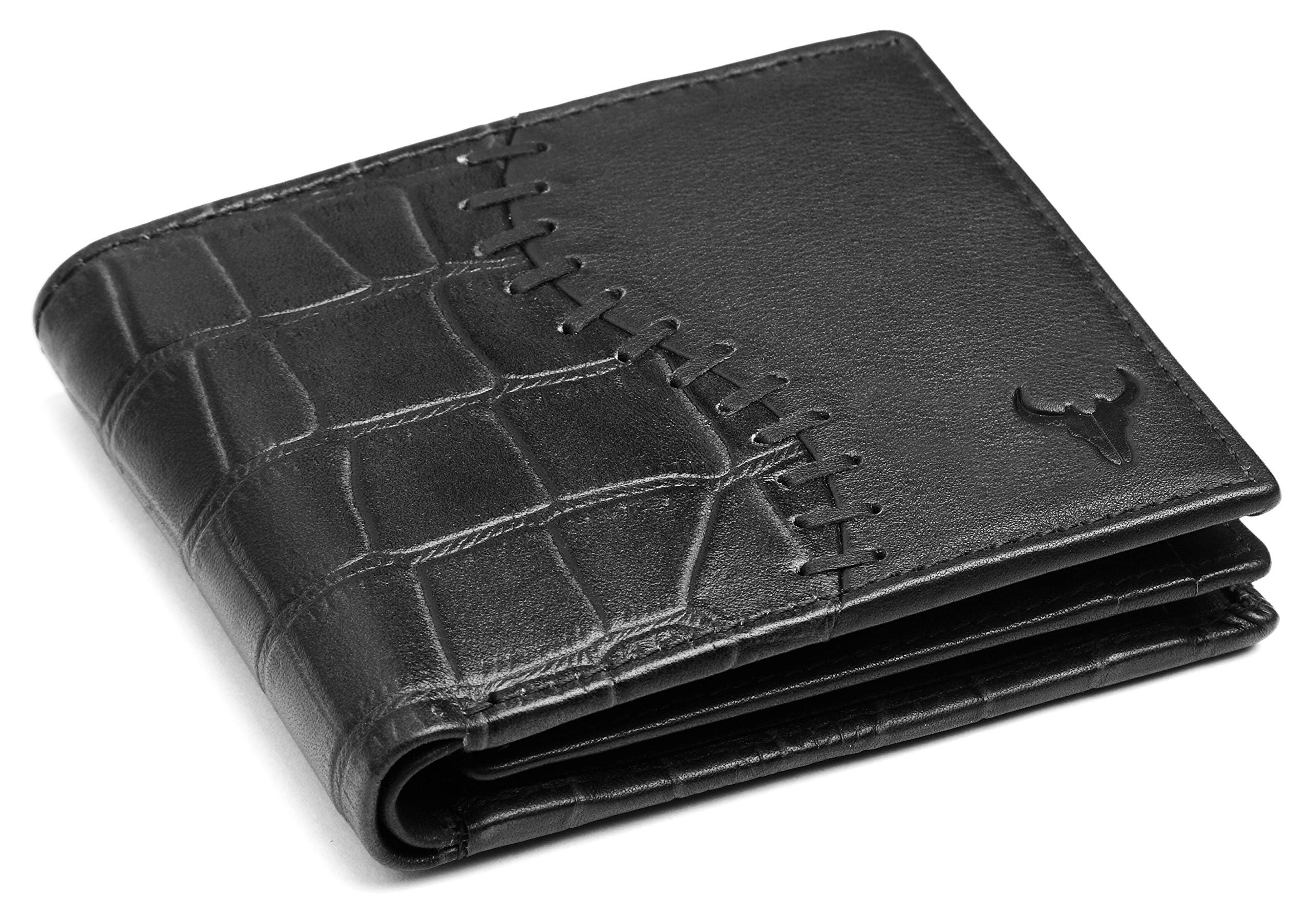 NAPA HIDE Black Leather Wallet for Men I 4 Card Slots I 2 Currency Compartments I 1 ID Window I 3 Secret Compartments I External Card Slot I 1 Coin Pocket