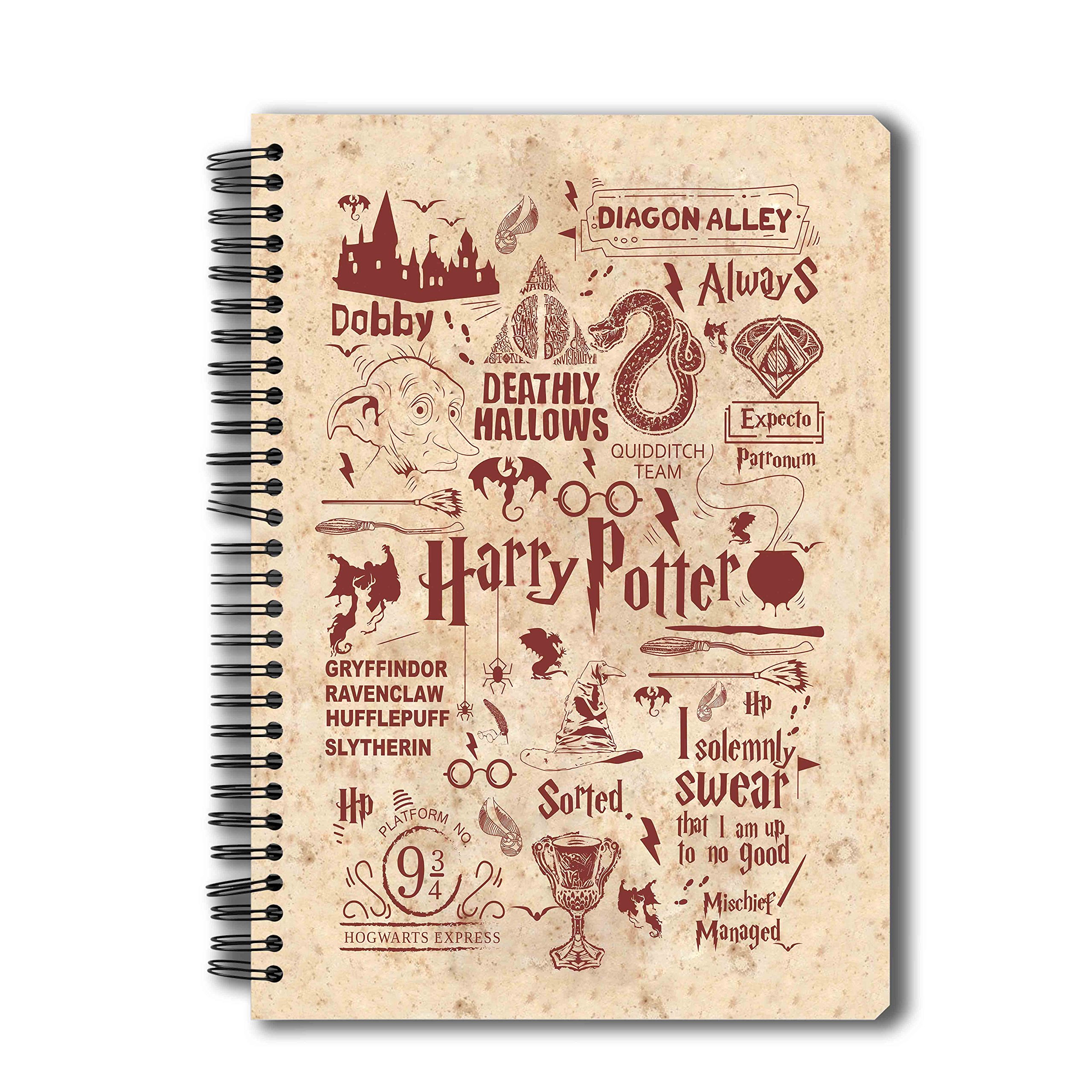 MC SID RAZZ Harry Potter Infographic Red Notebook A5, 150 Pages