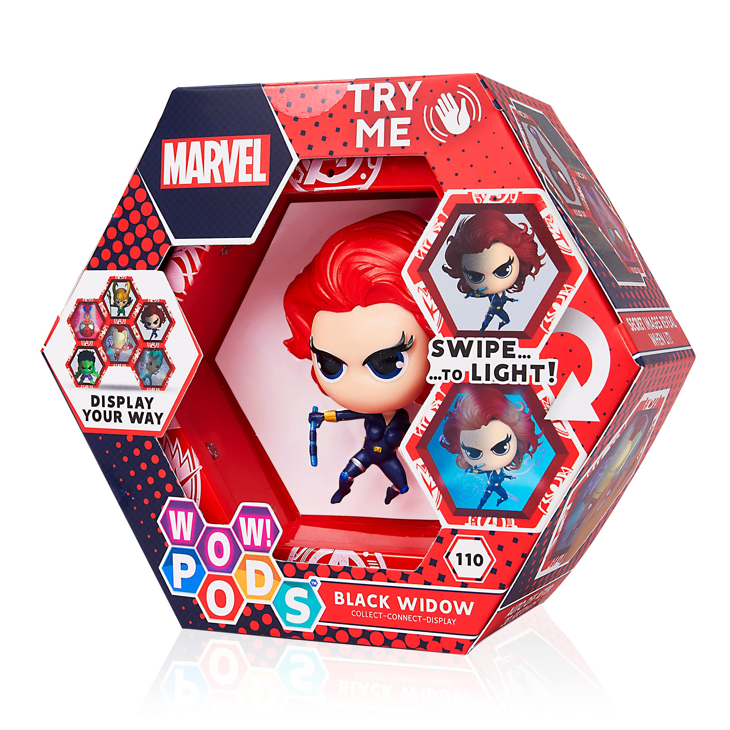 WOW! PODS Avengers Collection - Black Widow | Superhero Light-Up Bobble-Head Figure | Official Marvel Toys, Collectables & Gifts