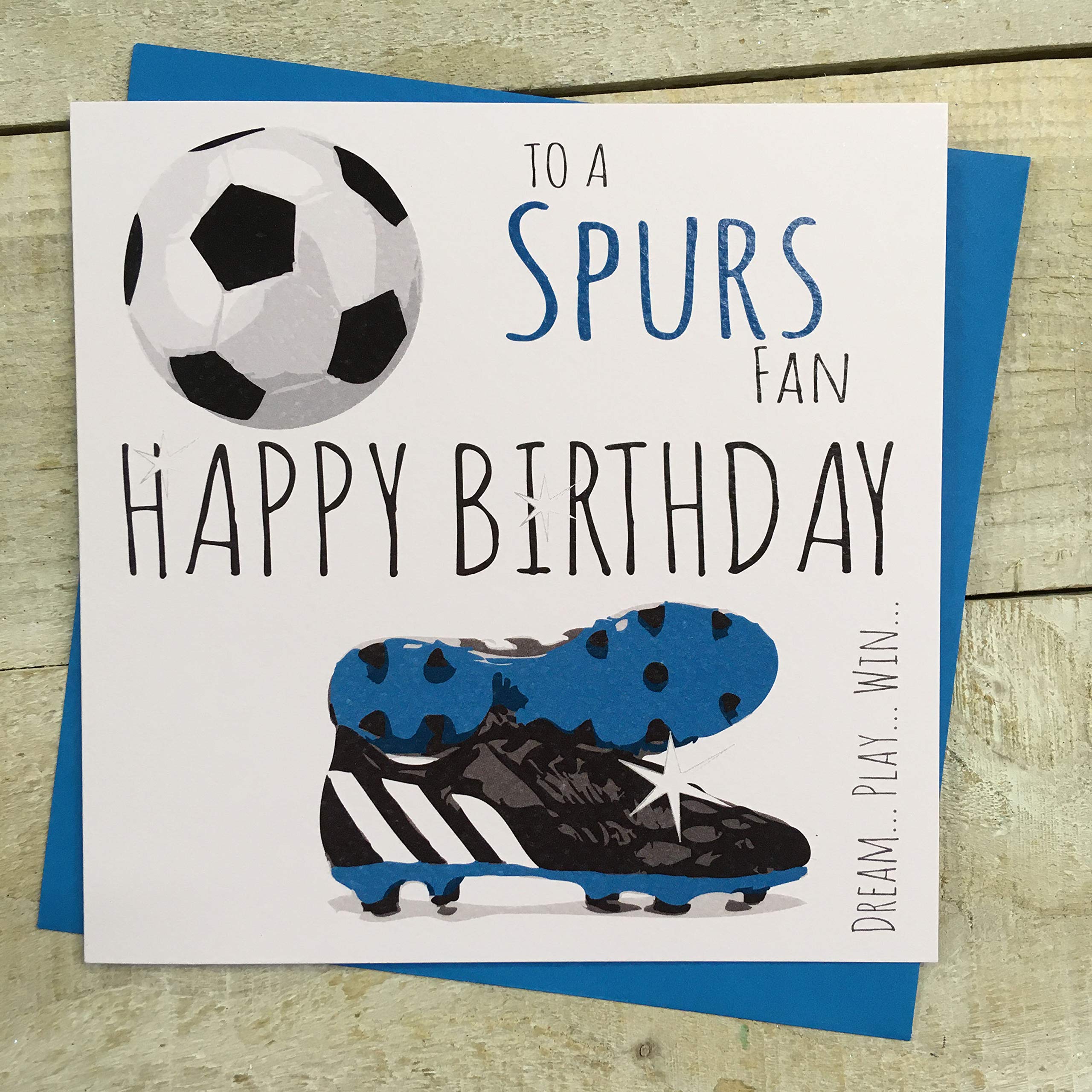 Tottenham Hotspur Spurs Football Club FC Birthday Card - by WHITE COTTON CARDS - 1, beige|brown|blue,16cm X 16cm