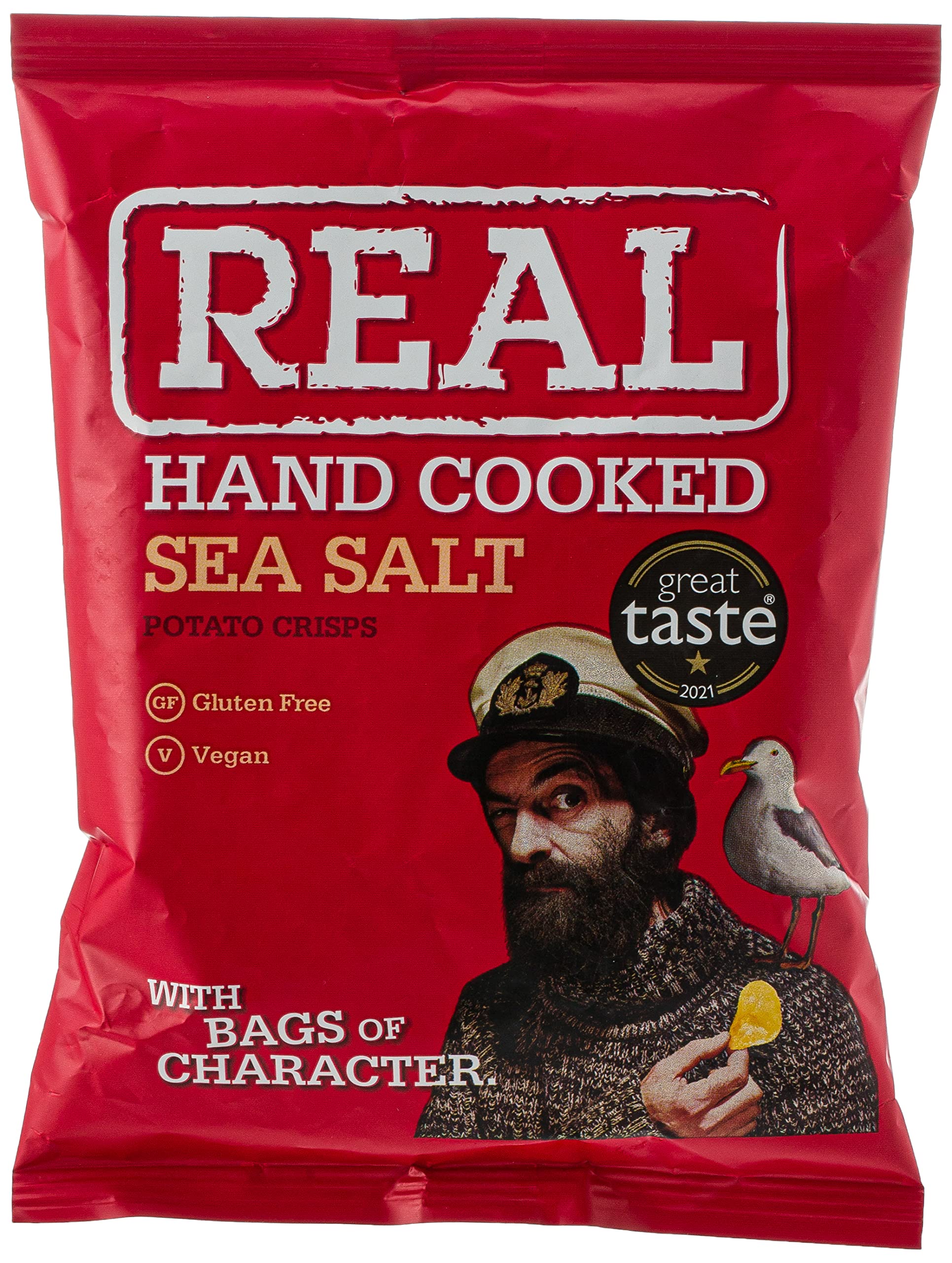 Real Handcooked Potato Crisps Sea Salt, 35gm