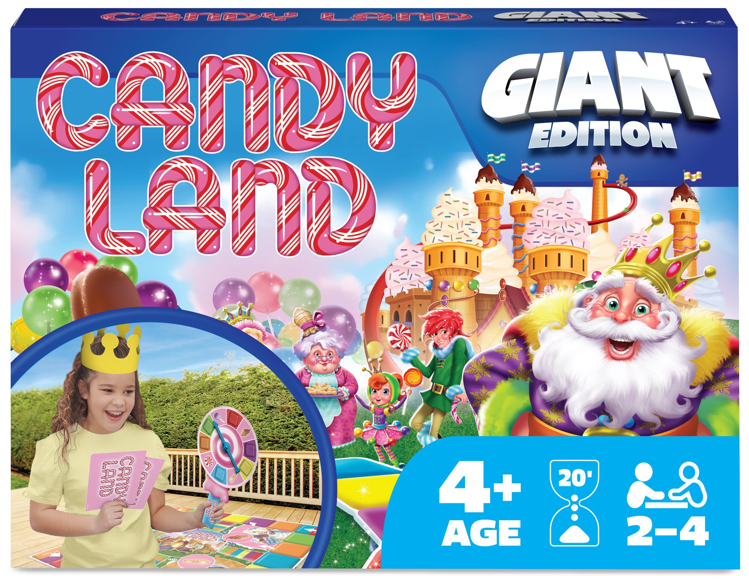 Spin Master Games, Giant Candy Land Game, Activity Game, Kids Party Board Game, Indoor & Outdoor Board Game, Christmas Gifts for Kids, Ages 4+