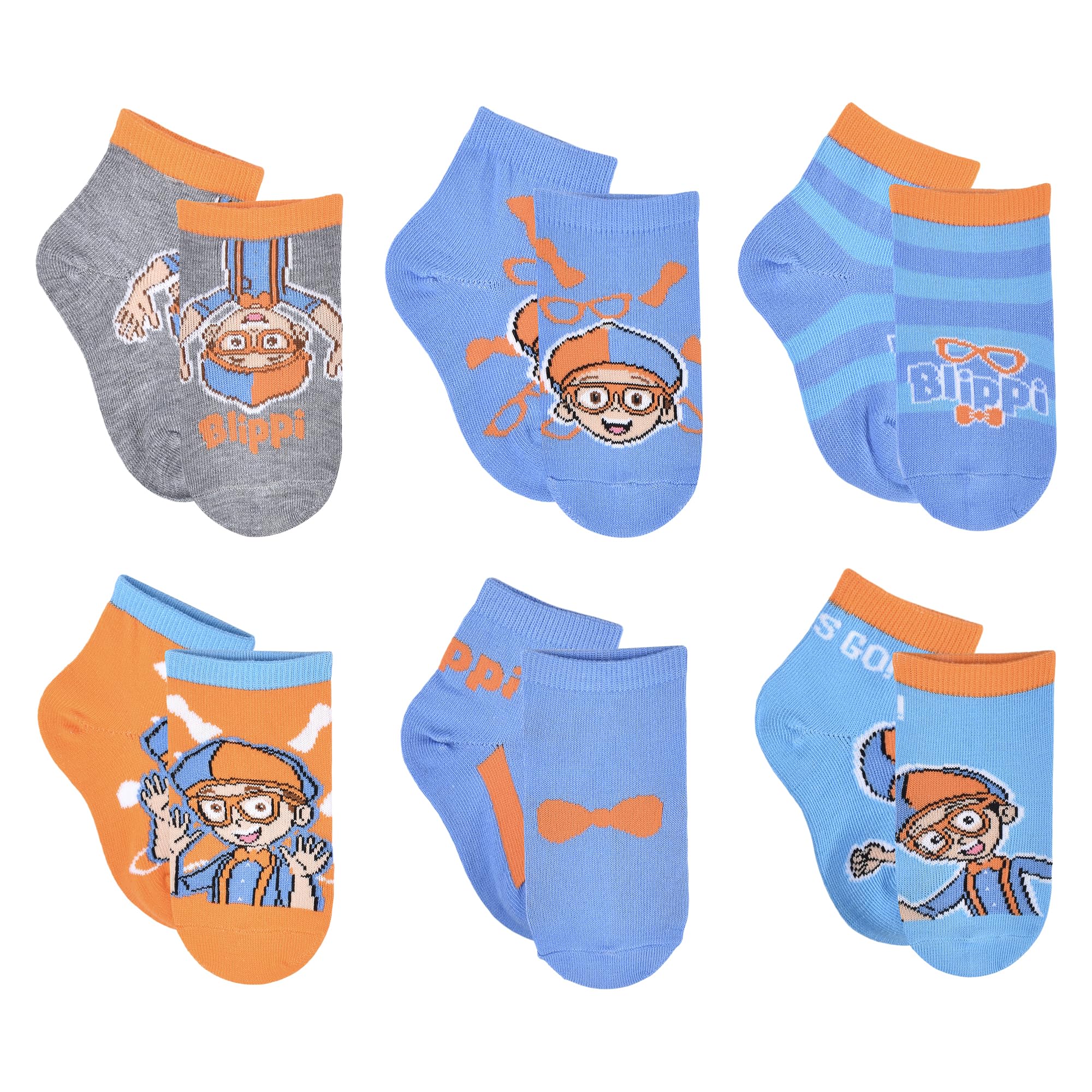 Blippi 6PK CLASSIC QUARTER SOCK,Lt Gray Heather,2T-4T