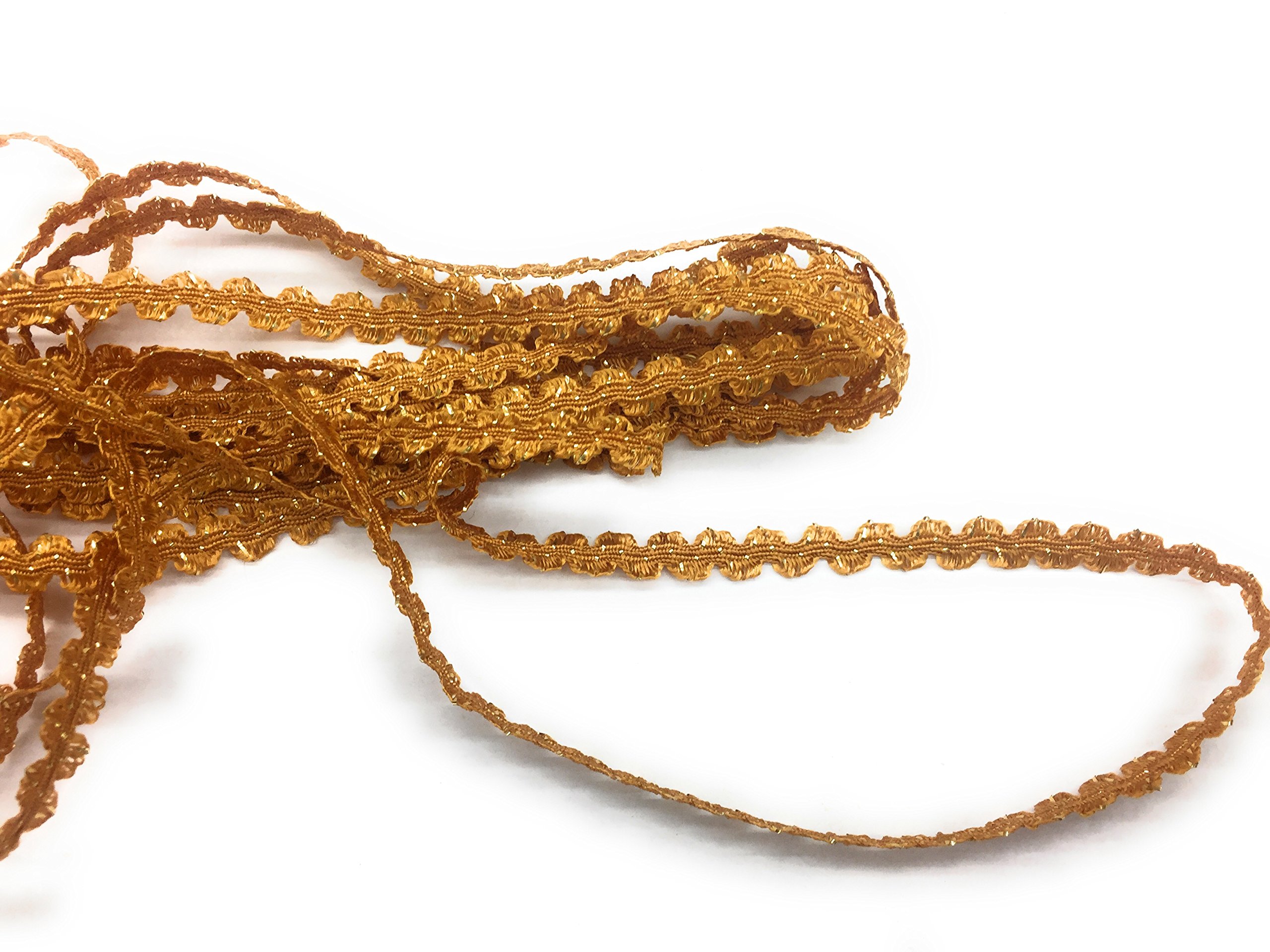 Shela DesignRIC RAC Trim, Mustard Scallop with Metallic Sparkle Ribbon, RIC Rac Braid Trimmings 10 Yards