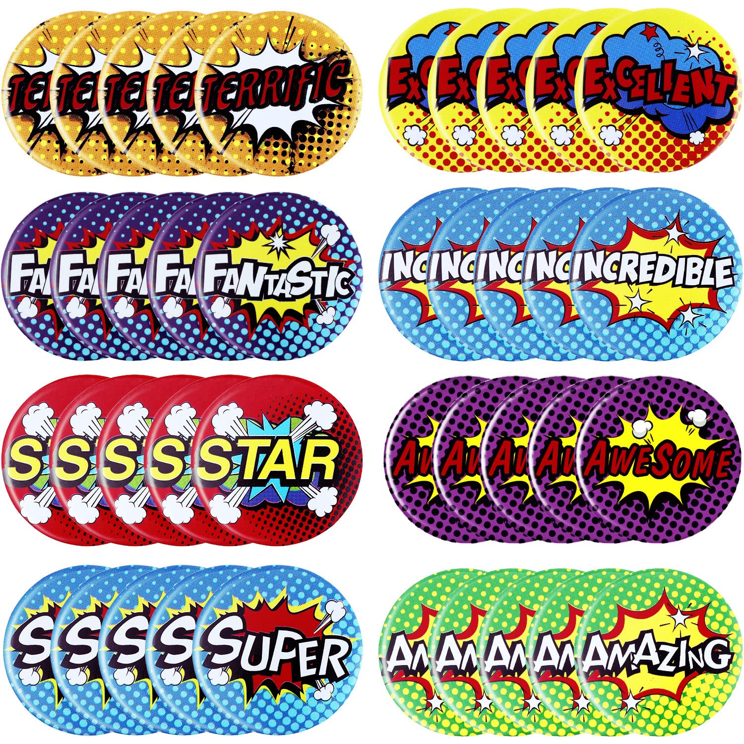 WILLBOND 96 Pieces Mini Button Pins Encouraging Recognition Pin Positive Button Pins Badges for Party Supplies, 8 Styles