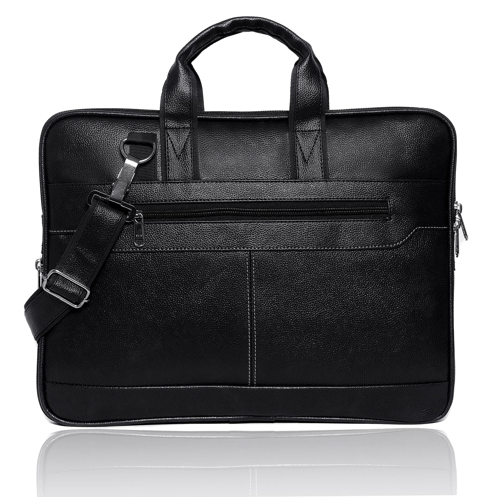 BagneedsMen's Black Synthetic Leather Briefcase Best Laptop Messenger Bag Satchel for Men