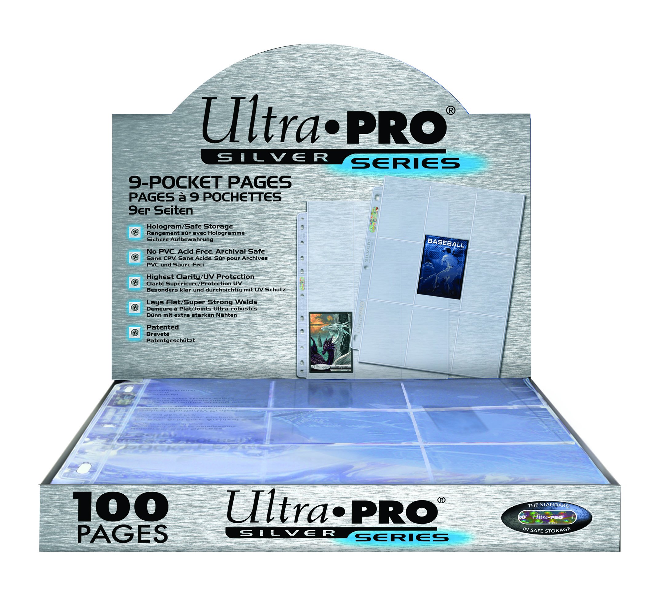 Ultra Pro 9-Pocket Silver Series Page Protector for Standard Size Cards (100ct)