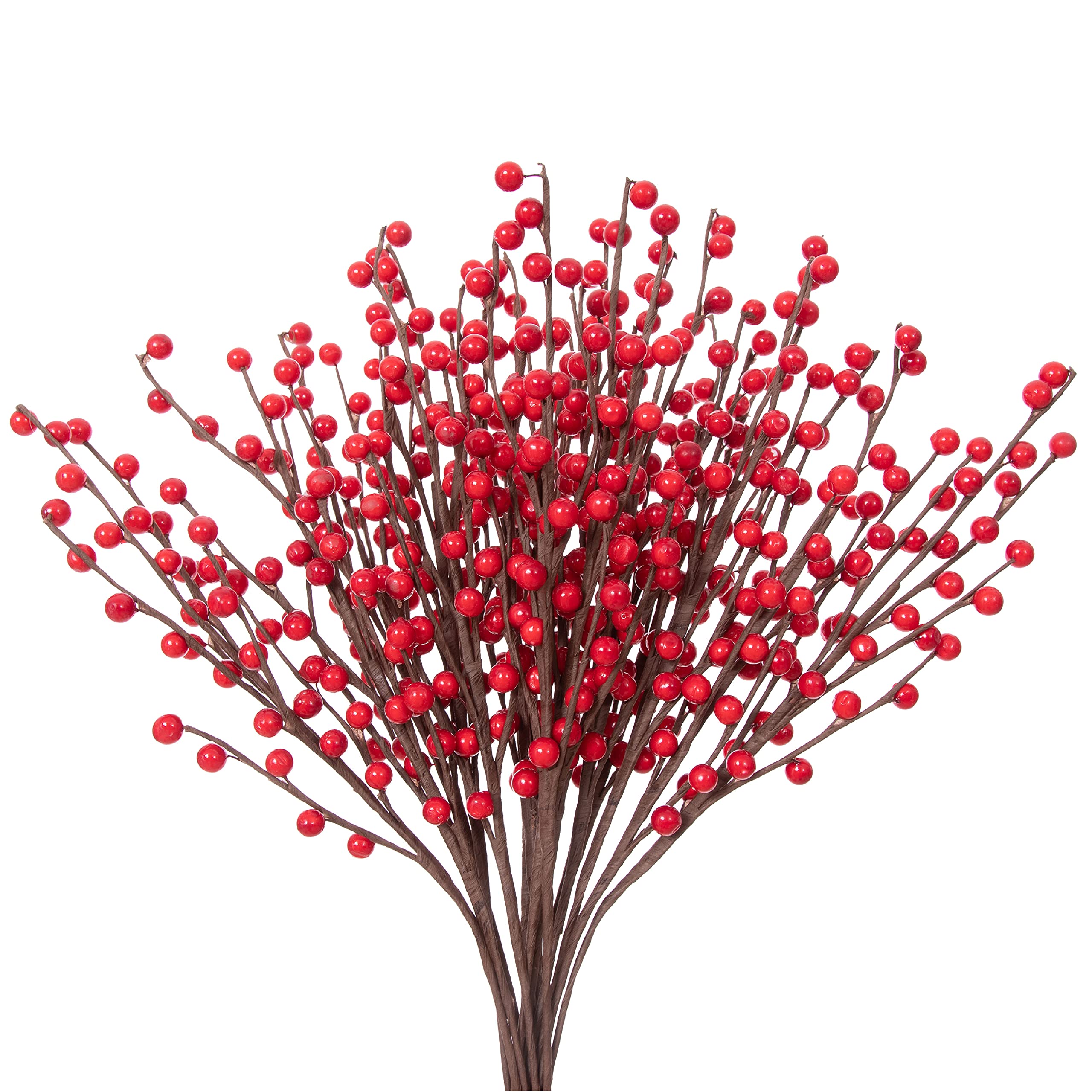 YUESUOYUESUO 10 Pack 17.7 inches Red Berry Stems, Berry Picks for Christmas Tree Holly Berries Decorations Picks Stems for Crafts