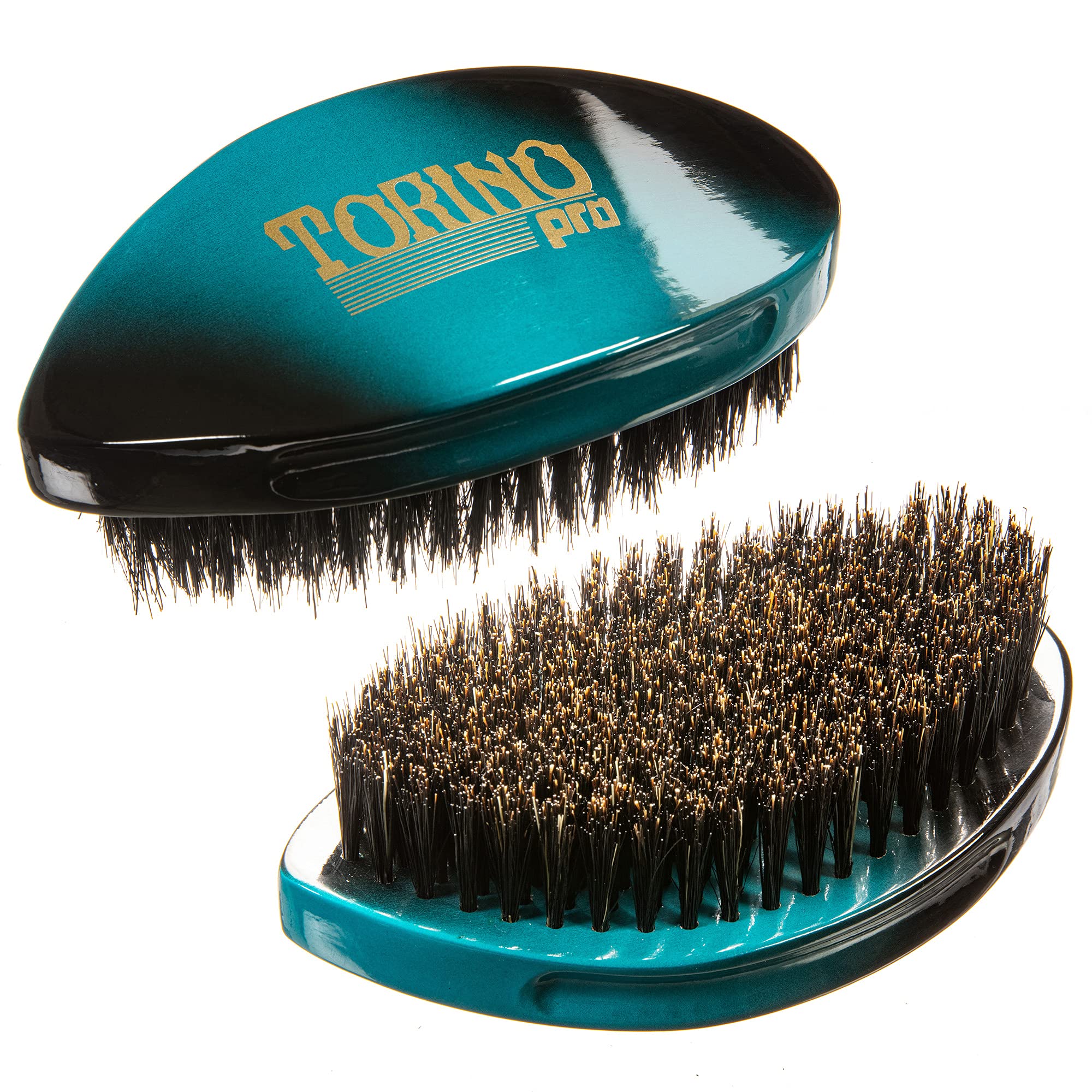 Torino Pro Curve #156 - Medium 100% Boar Bristle Curved Palm Brush for Laying 360 Waves, Use with Wave Cap or Durag - Luxury Wave Brush for Men