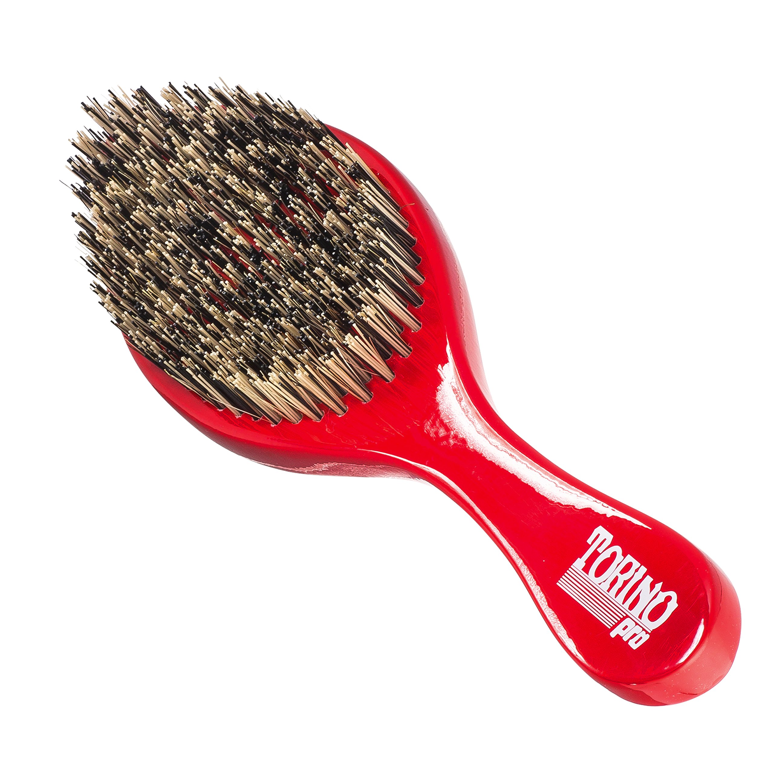 Torino Pro Wave Brush #470 by Brush King - Extra Hard Curved Bristle Brush for 360 Waves and Wolfing