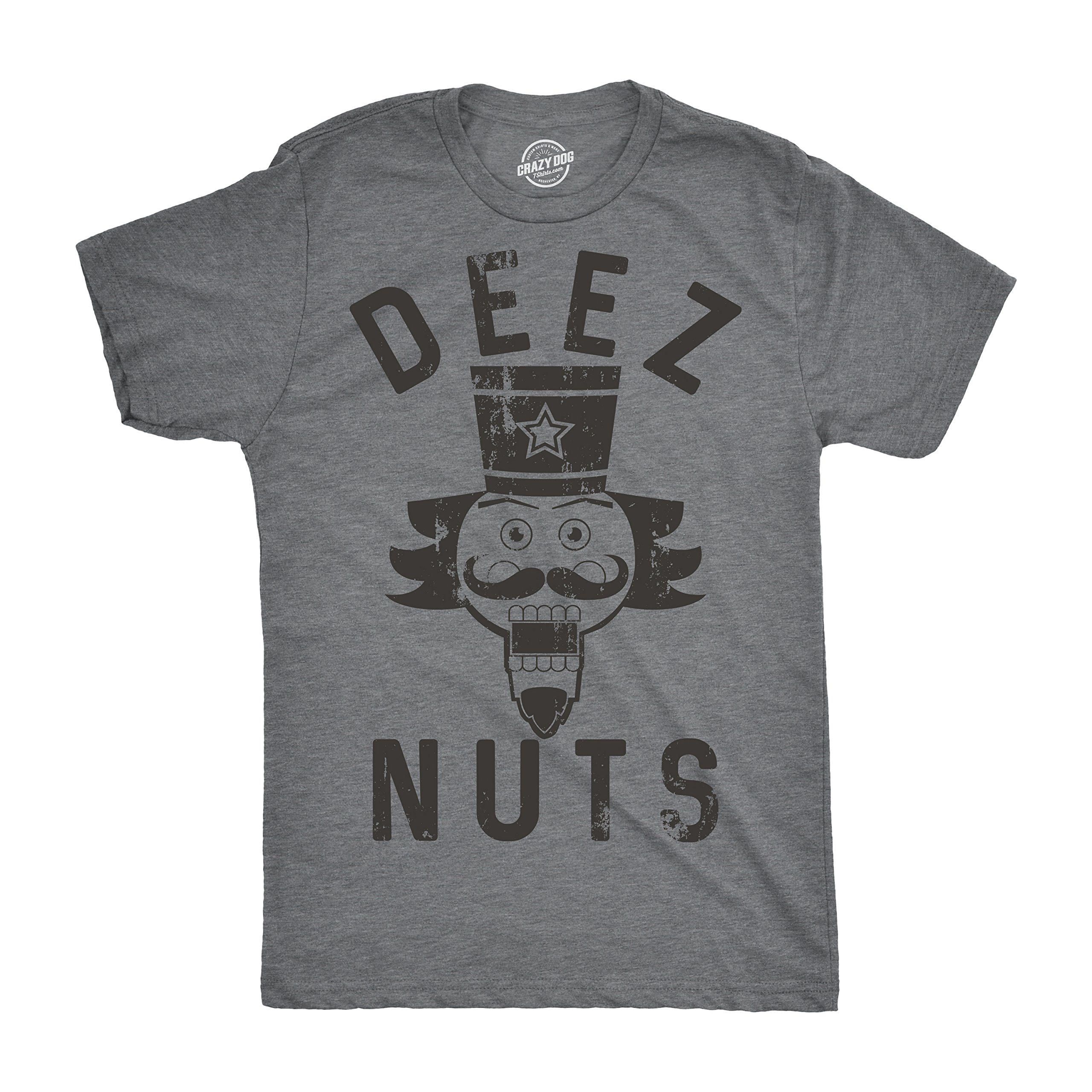 Crazy Dog T-Shirts Mens Deez Nuts Tshirt Funny Christmas Nutcracker Tee for Guys