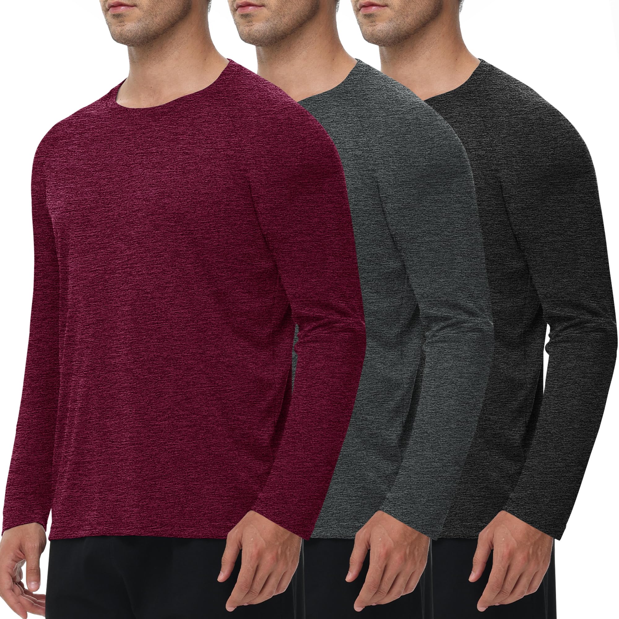 BOOJO 3 Pack Long Sleeve Shirts and 3 Pack Basketball Mens Shorts(Size:3X-Large)