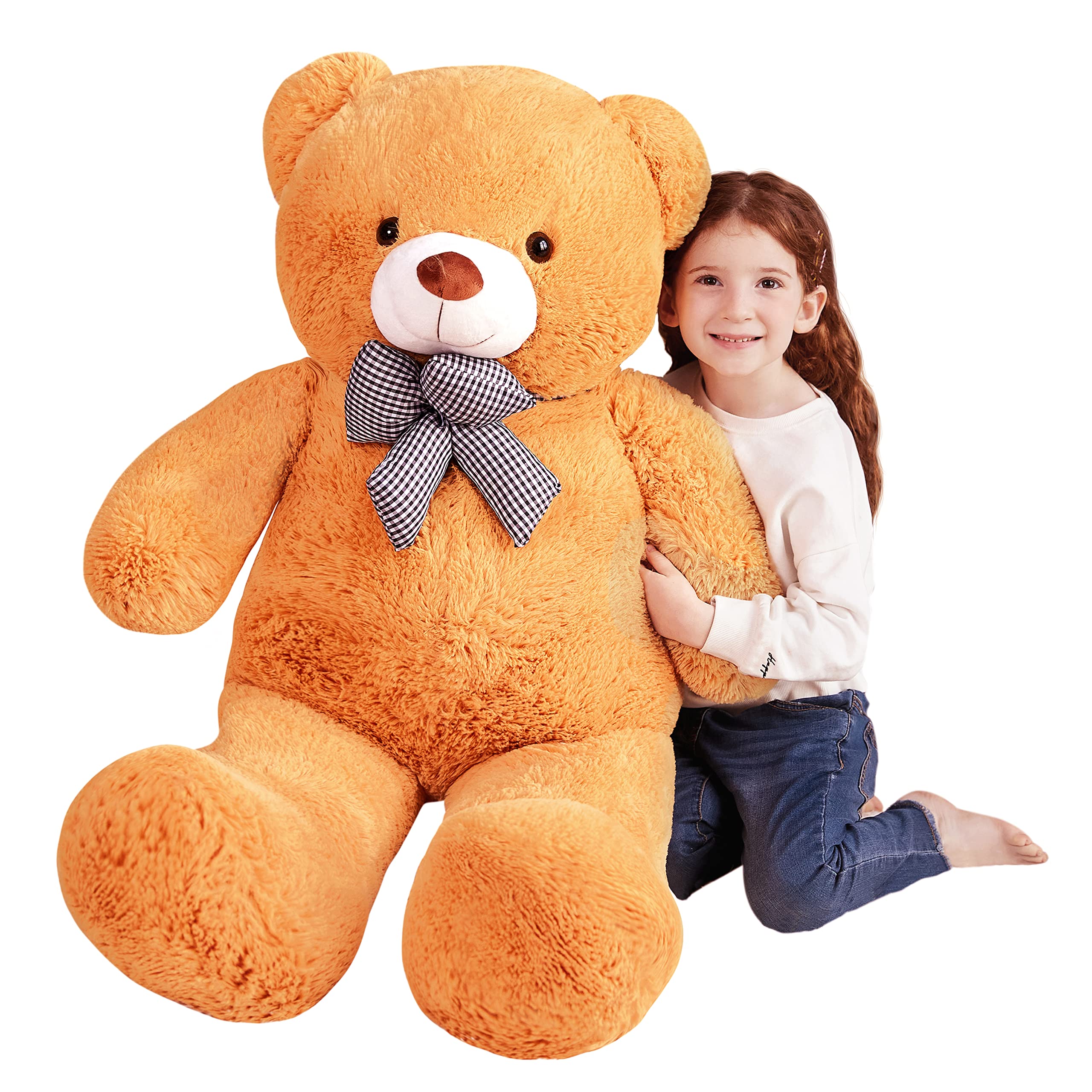 EARTHSOUNDGiant Teddy Bear Stuffed Animal,120cmLarge Plush Toy Big Soft Toys Huge Life Size Jumbo Cute Fat Bears,Gifts for Kids(120cm, Brown)