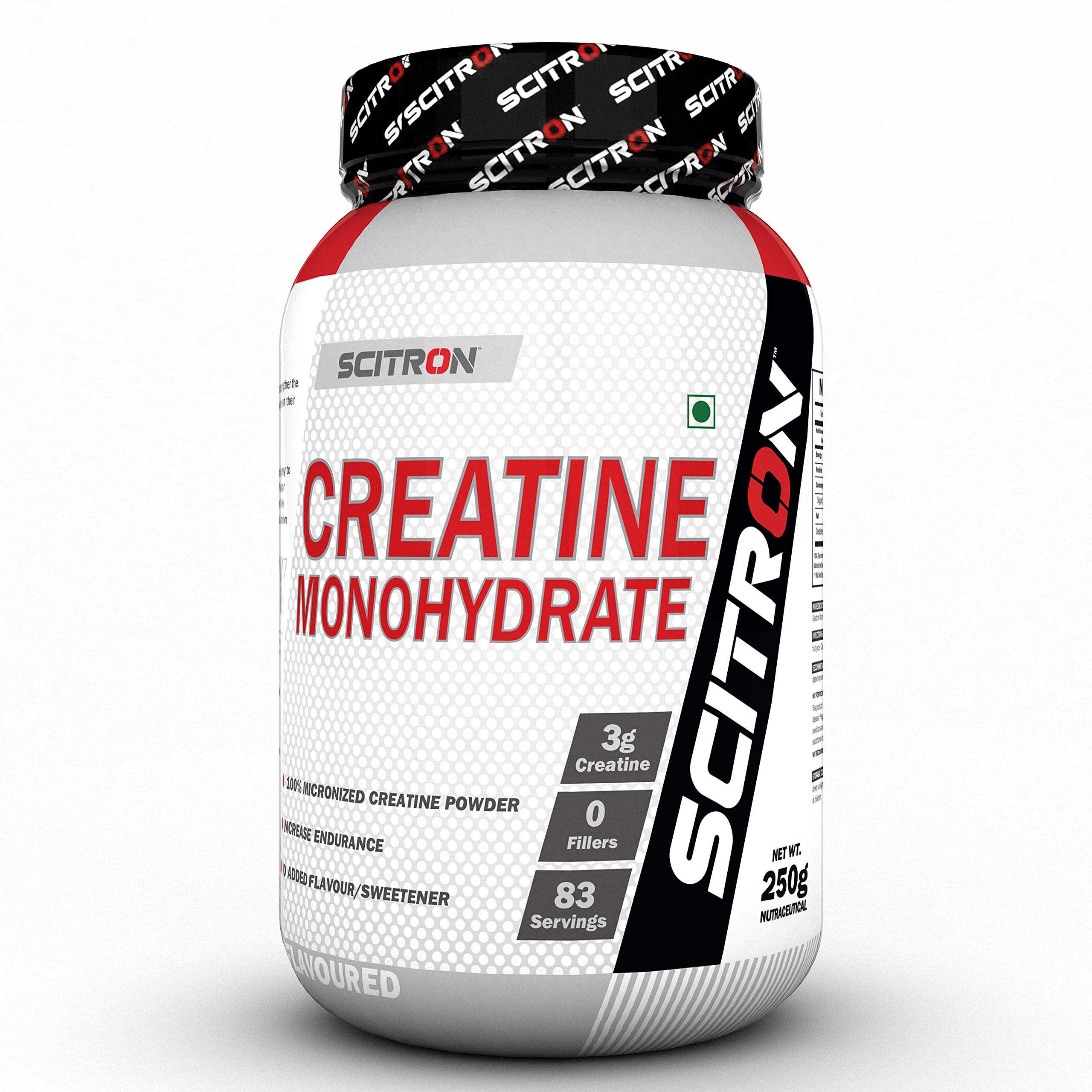 Scitron Creatine Monohydrate 250 g (83 Servings, 3g Creatine, 0 Fillers, No Flavors & Sweeteners, Increase Endurance)