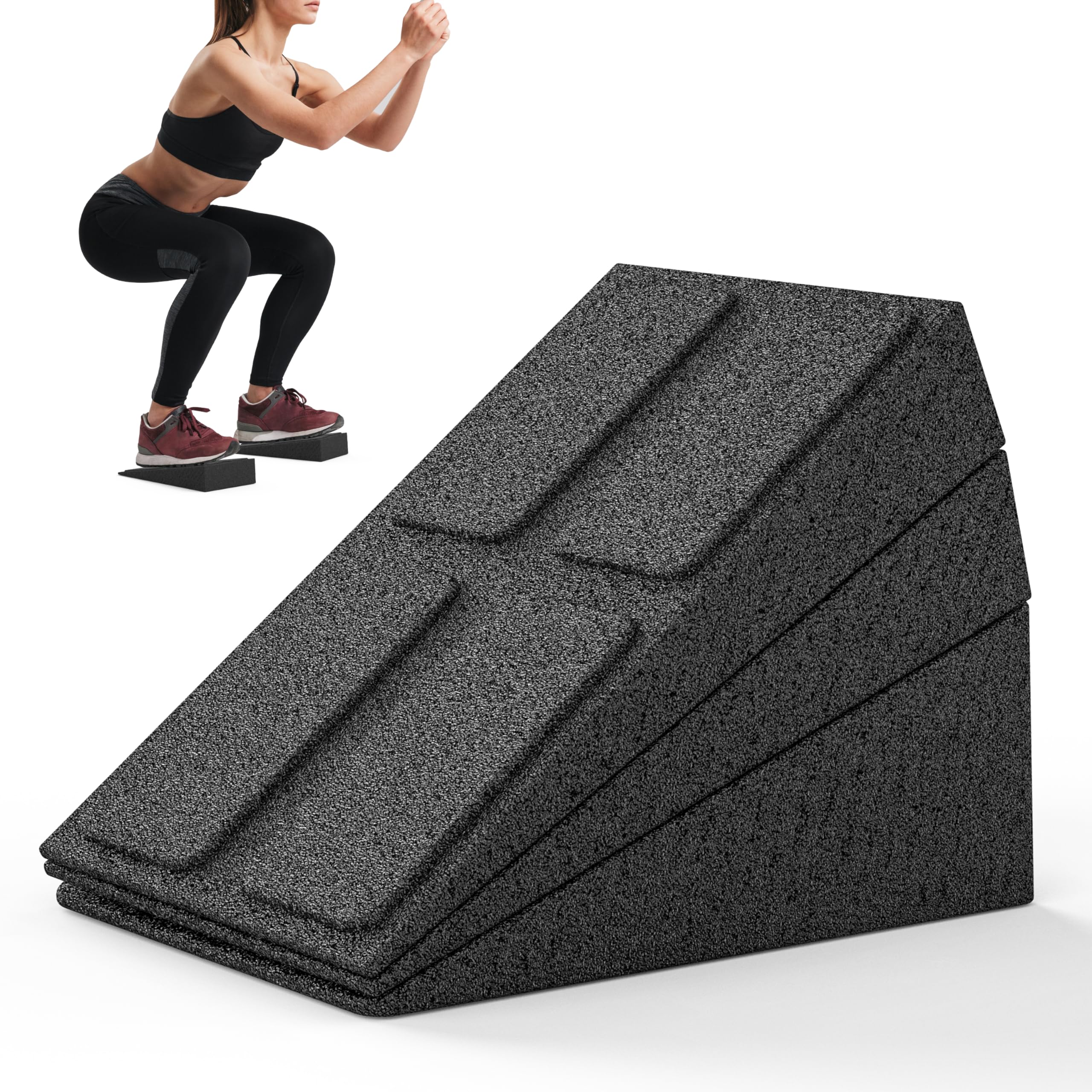 PROIRON Squat Wedge 4 Heights Adjustable Slant Board Heel Elevated Squats Anti-Slip Workout Squat Wedges for Rehabilitation and Stretching of The Calf, Ankle and Foot