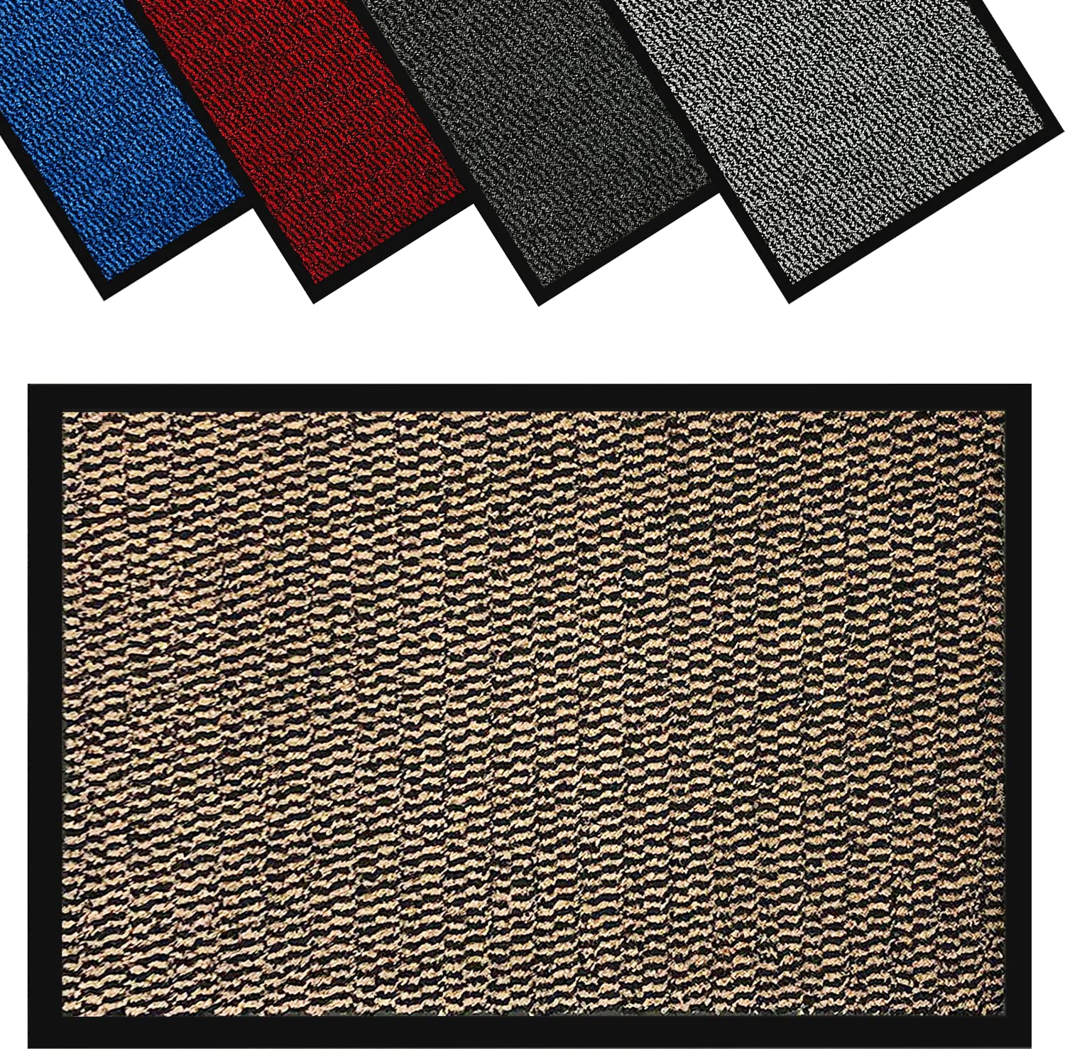 GULLAMBO Non Slip Door Mat – Indoor And Outdoor Door Mat –Kitchen And Office Use Mat, Super Soft Absorbent Multicolor Barrier Mat, Machine Washable Entrance Rug (Beige, 40cm x 60cm)