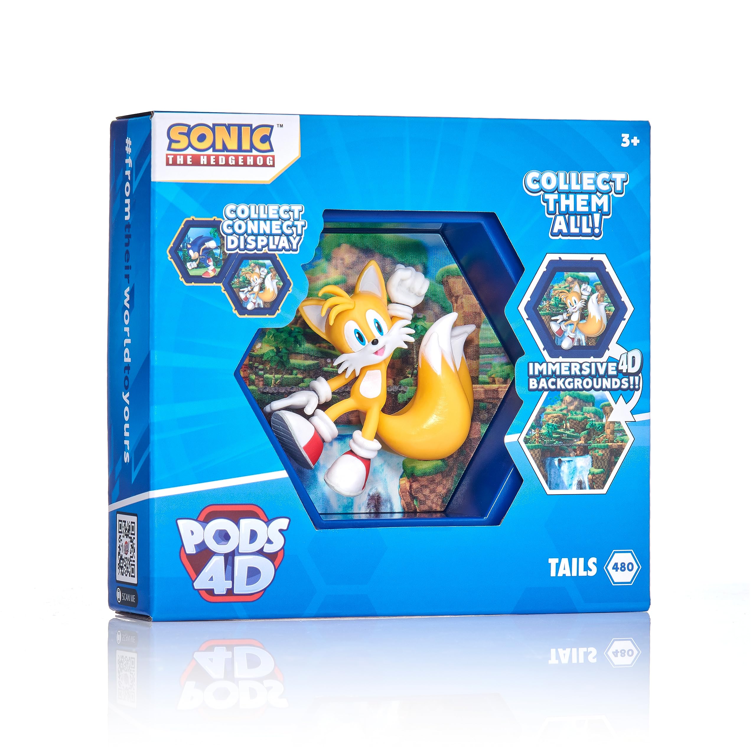 PODS 4D Tails| Unique Connectable Collectable Bobble-head figure that Bursts from their World into Yours | Wall or Shelf Display | Sonic Toys and Gifts | Series 1 no. 480