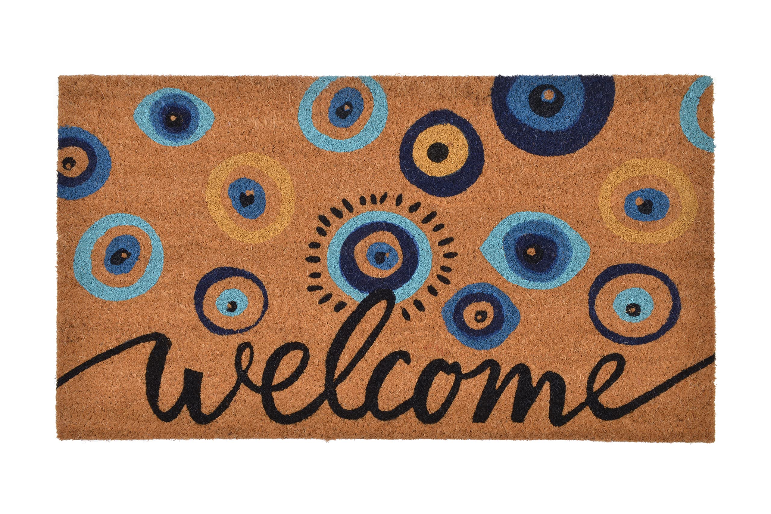 Walbrook High Pile Doormat - Evil Eye Decor, 17x30 Inch, Outdoor Indoor, Blue