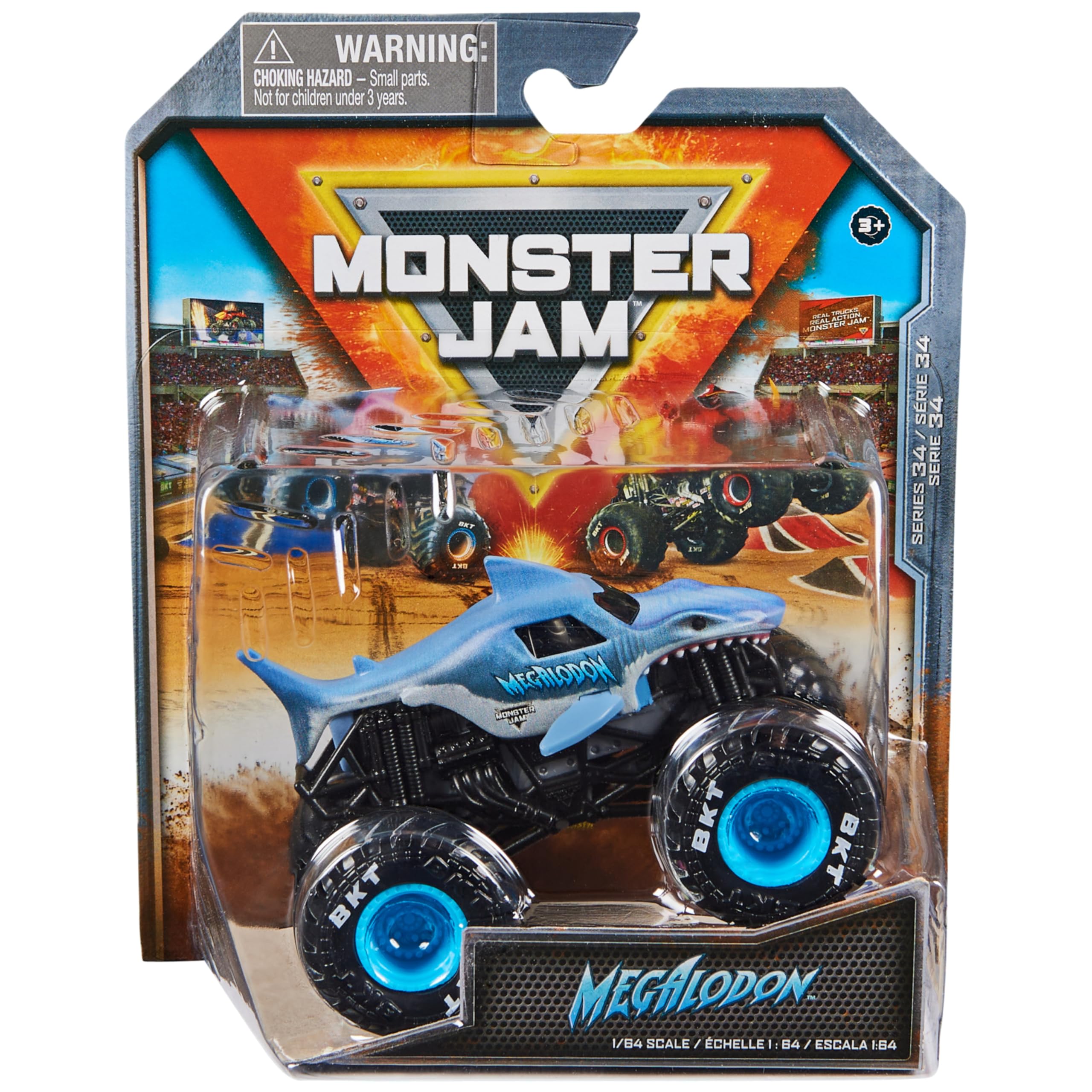 Monster Jam, Official Megalodon Monster Truck, Die-Cast Vehicle, 1:64 Scale, Kids Toys for Boys Ages 3 and up