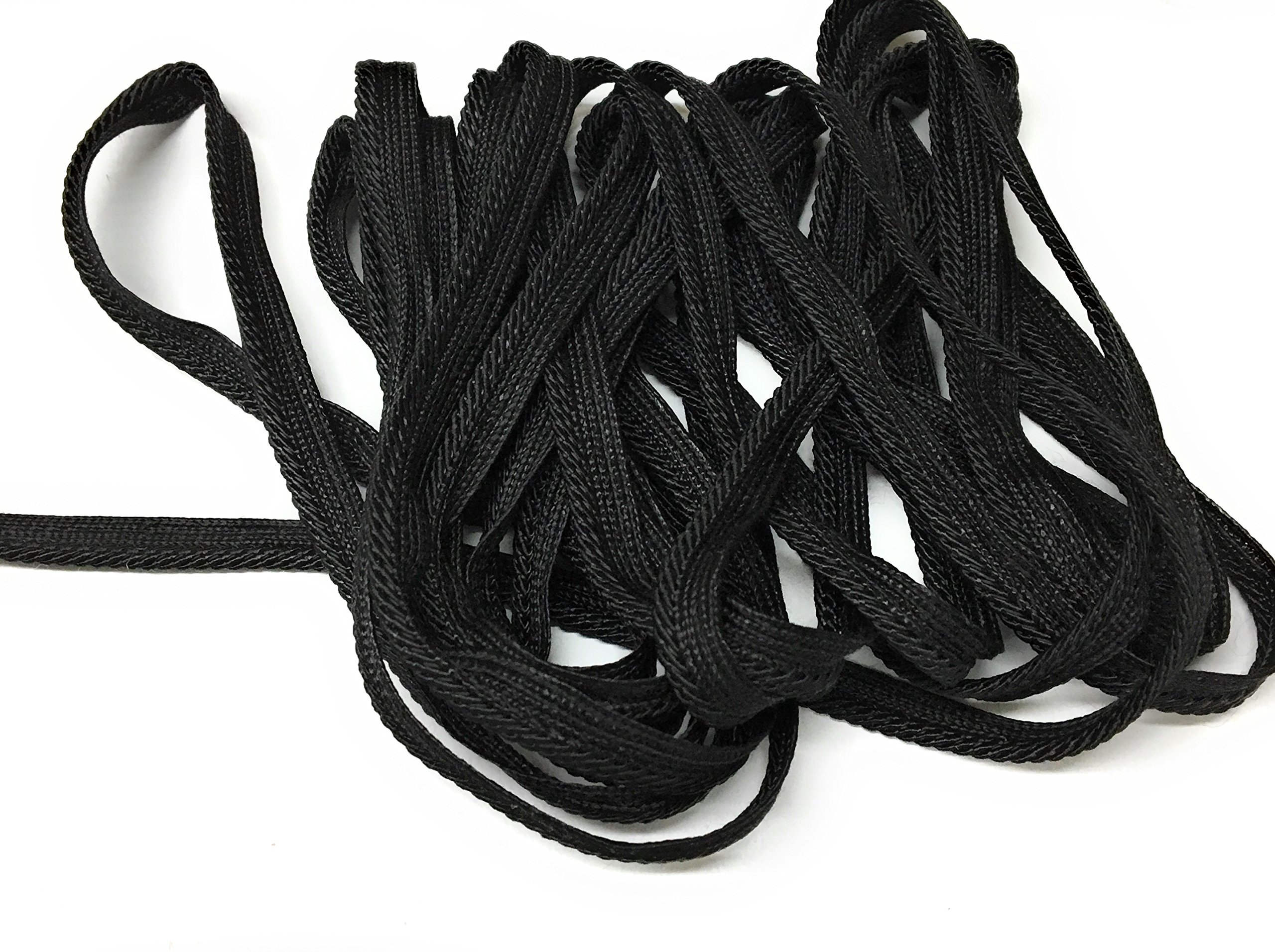 Shela DesignCord-edge -Piping TrimLip Cord Trimming BLACK SPIRAL Cord edge , Piping for Clothing Pillows, Lamps, Draperies 5 Yards Pi-129/108