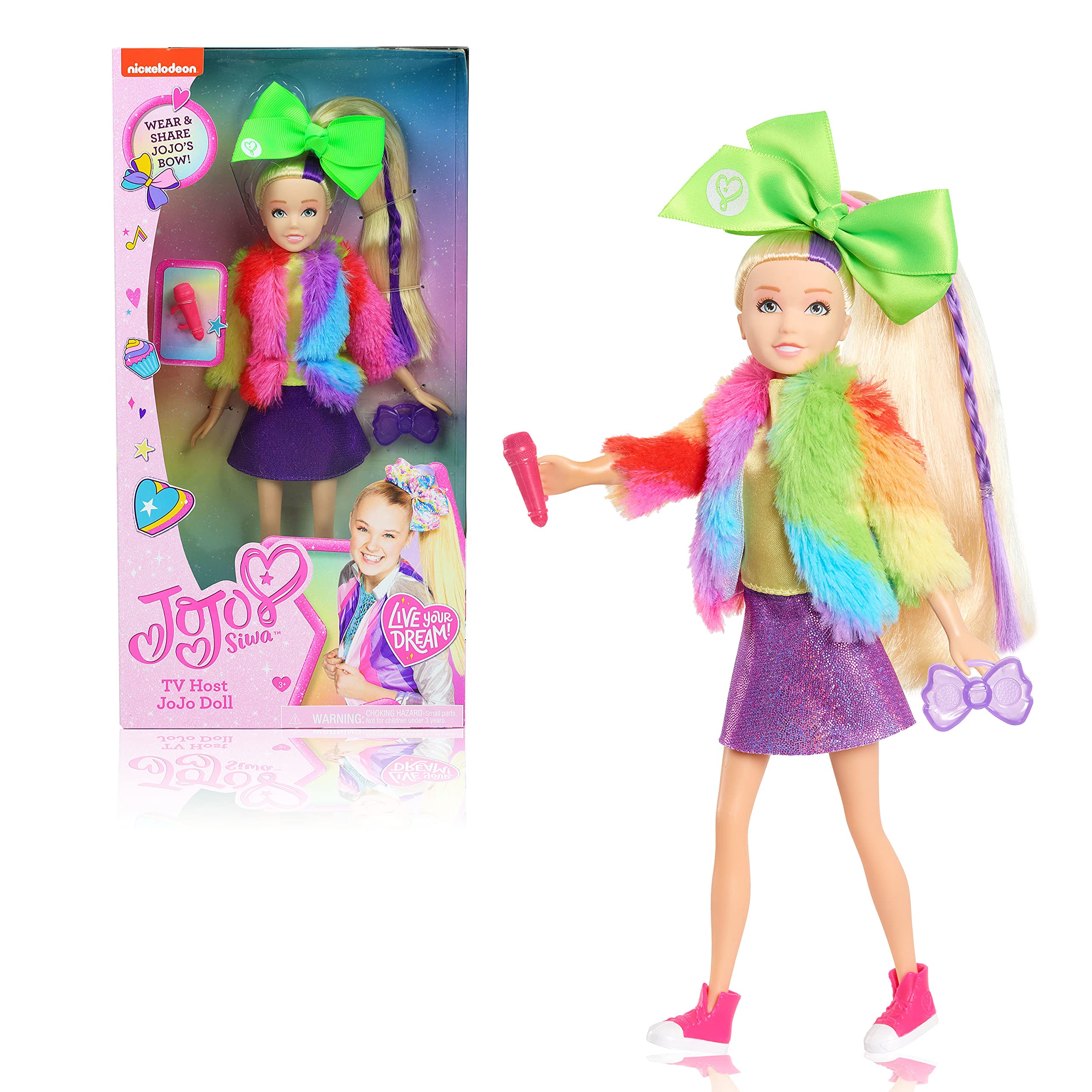 JoJo Siwa Fashion Doll and Accesories, TV Host, 10-inch Doll, Blonde Hair, Pretend Play, Kids Toys for Ages 3 Up by Just Play