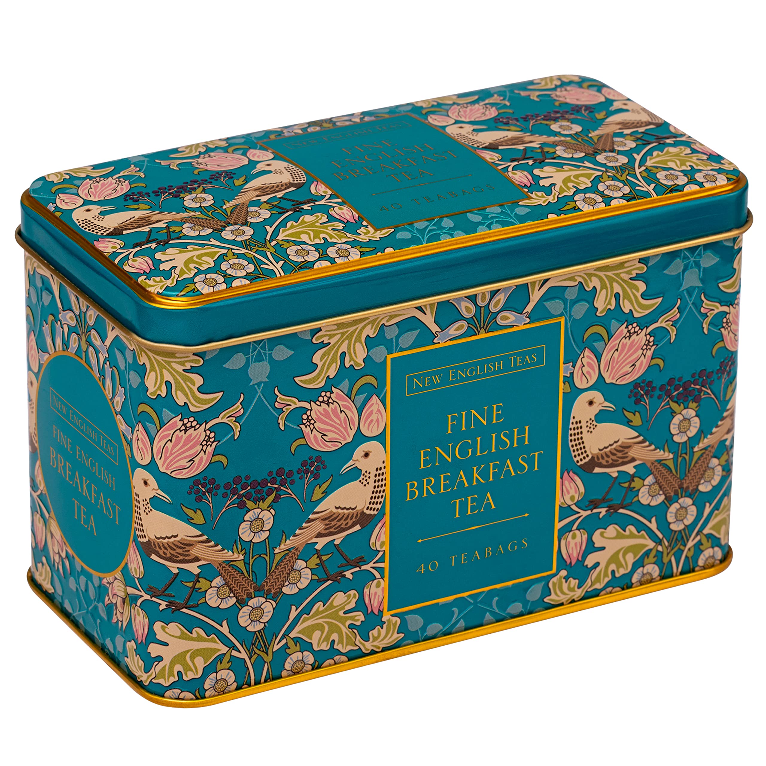 New English Teas Song Thrush and Berries Tea Tin with 40 English Breakfast Teabags